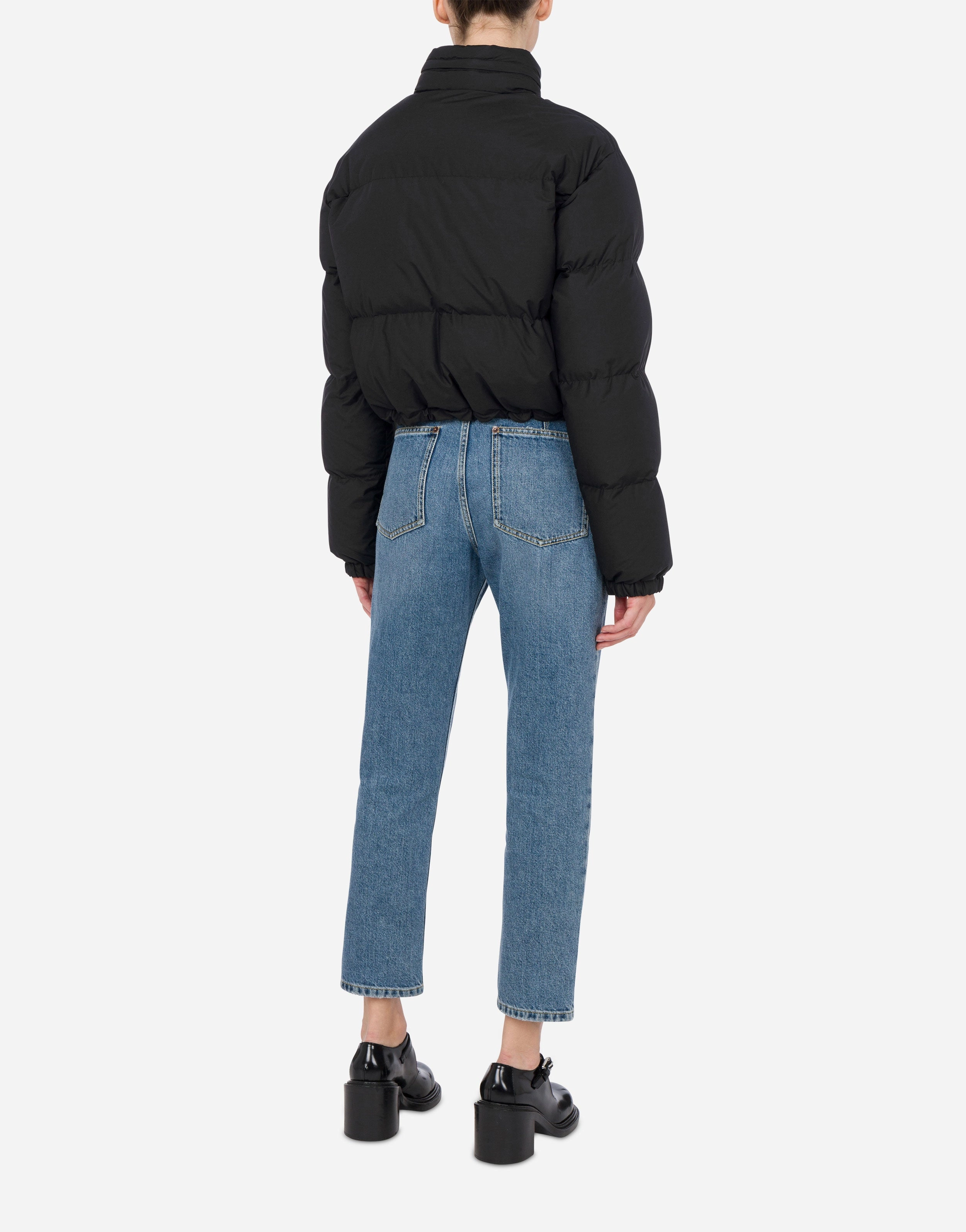 Lightweight Nylon Down Jacket Laurel Crown Logo Easy Fit Piece Snap Closure System