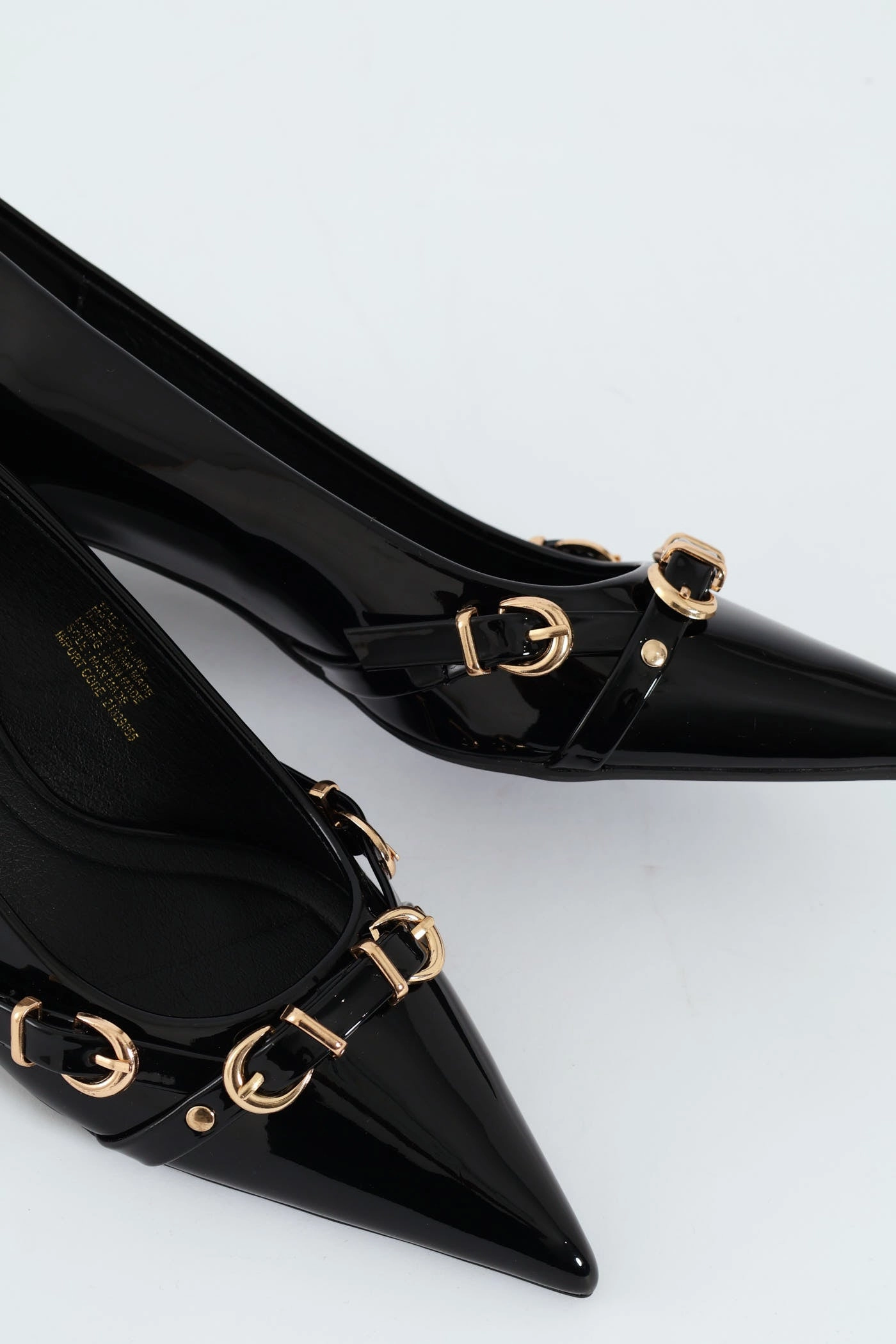 Effortless Style Luxury Office Shoes Tait 1 Pointed Toe Buckle Kitten Court Heel - Black