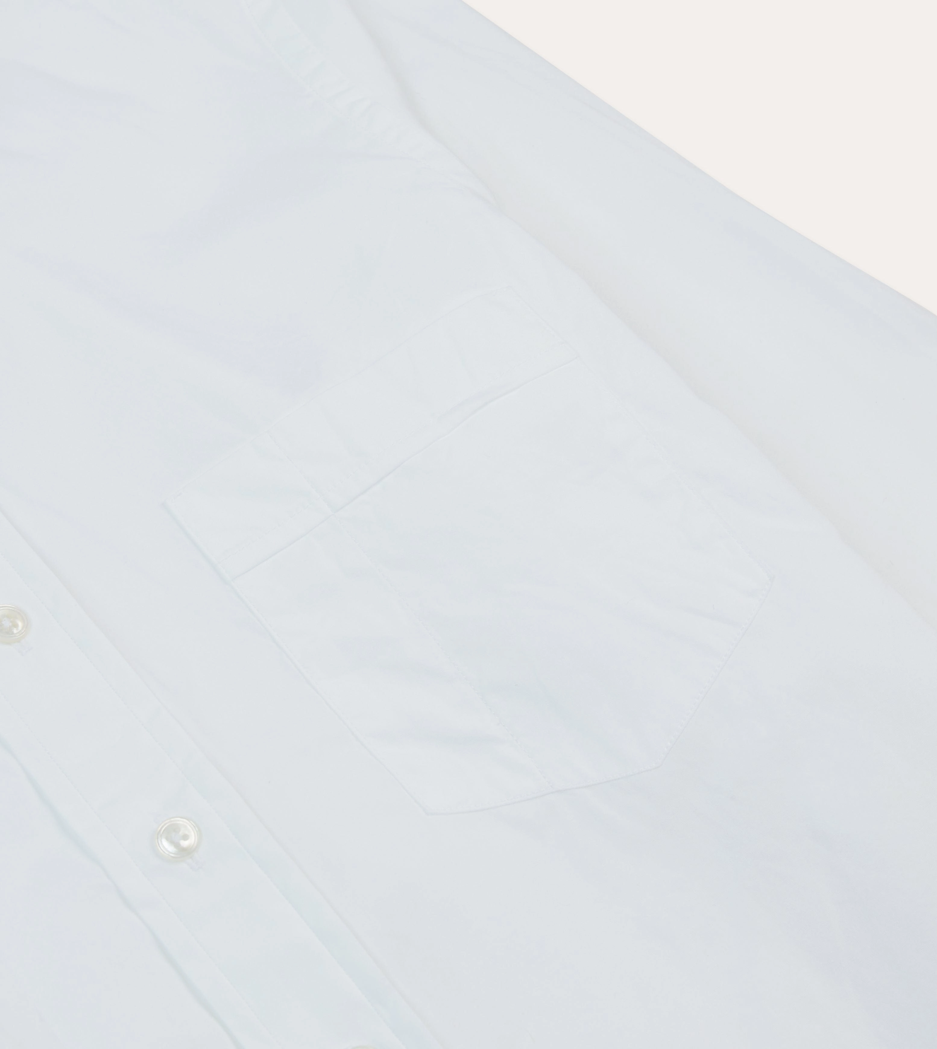 color block White Cotton Pocket Poplin Button-Down Shirt