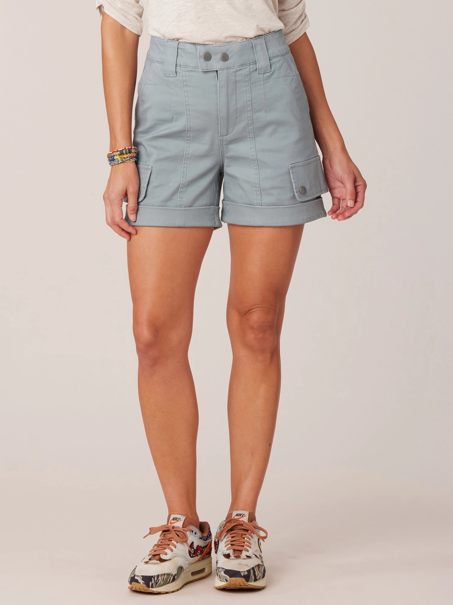 Street Layers Cotton Blend "Ab"solution Skyrise 4.5" Inseam Double Button Cargo Short