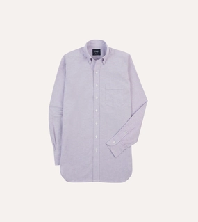 Party outfit Subtle pattern Lilac Cotton Oxford Cloth Button-Down Shirt