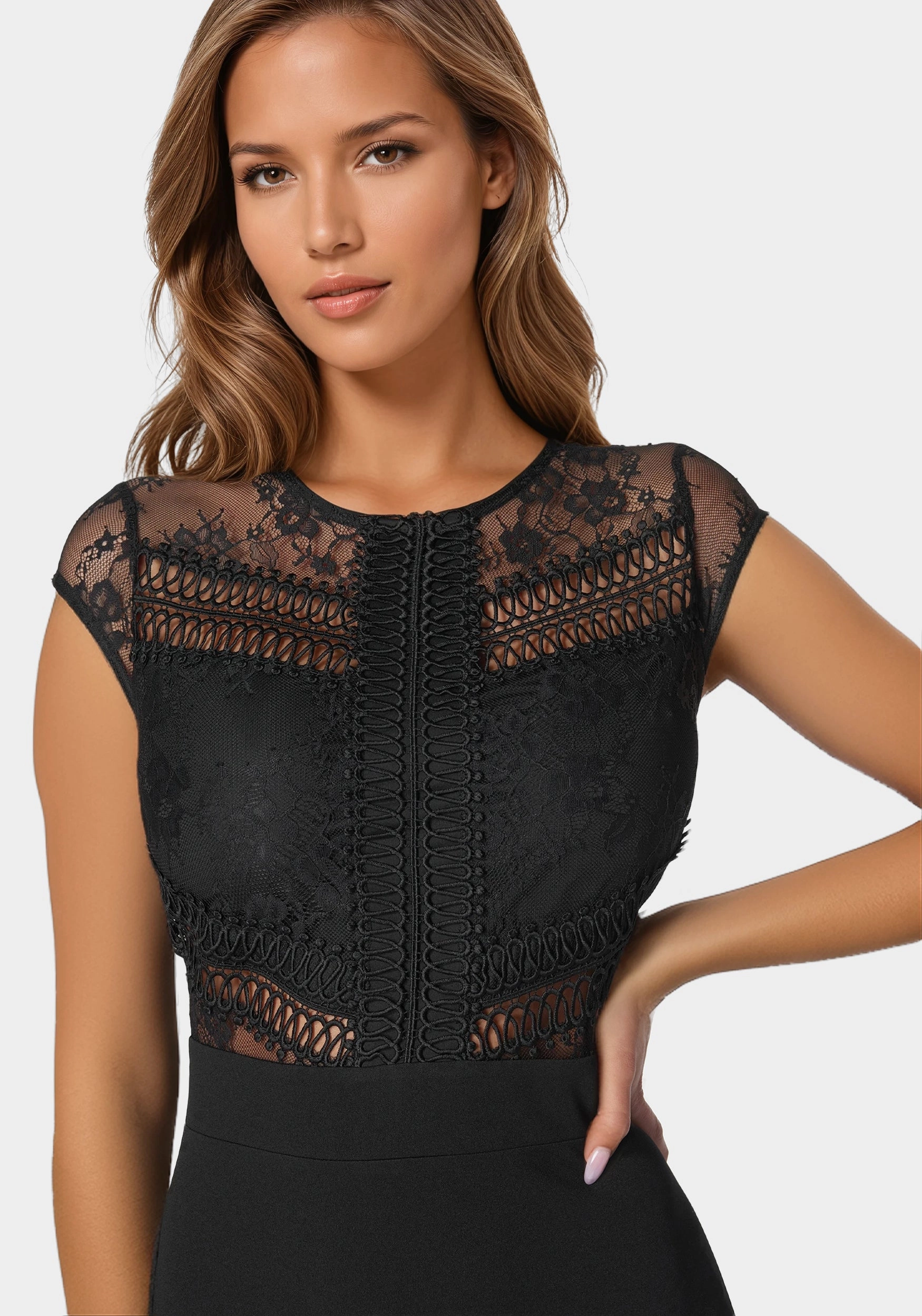 Tiered Lace Midi Dress Skin-friendly