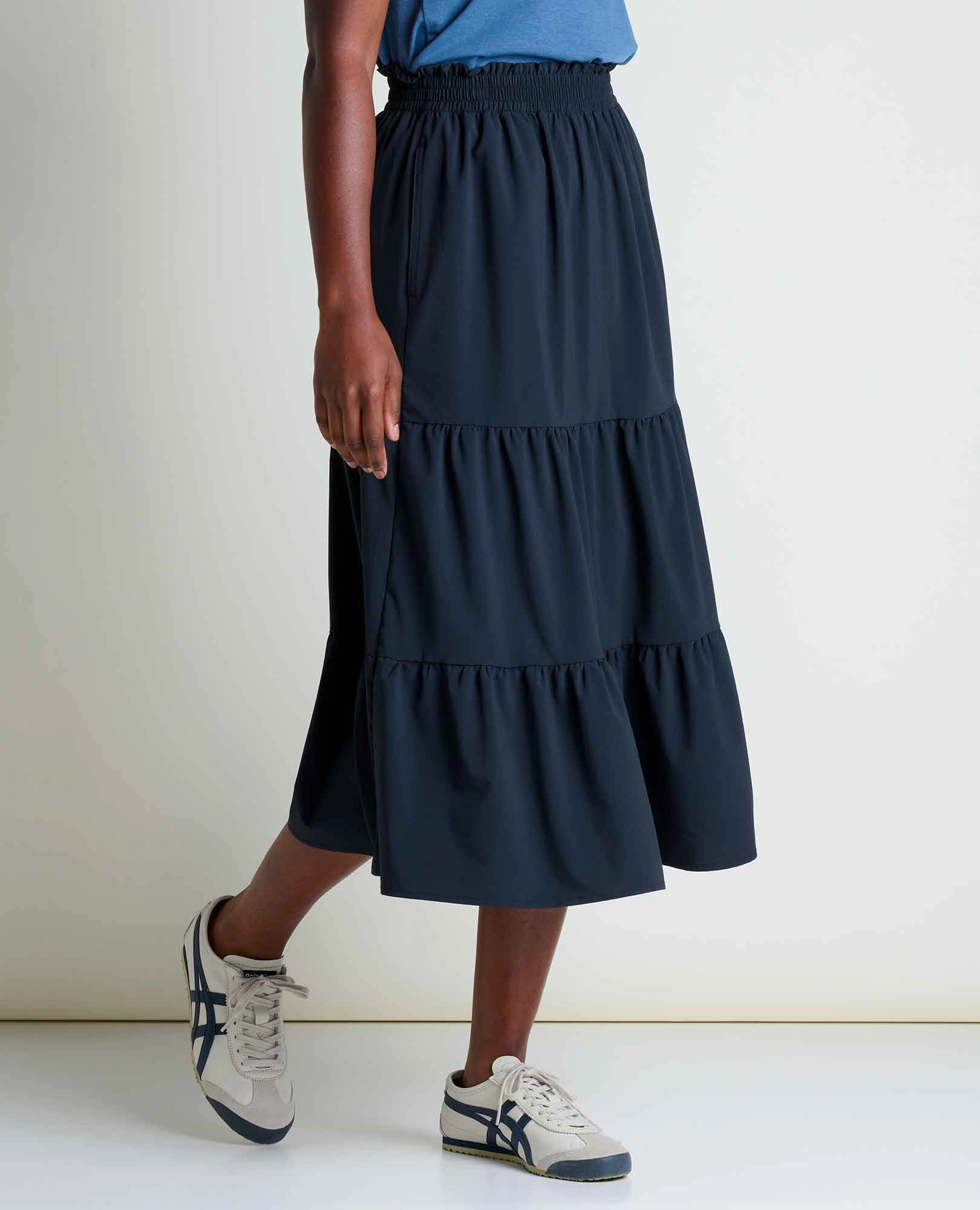 Sleek Flow Breezy Style Sunkissed Tiered Midi Skirt