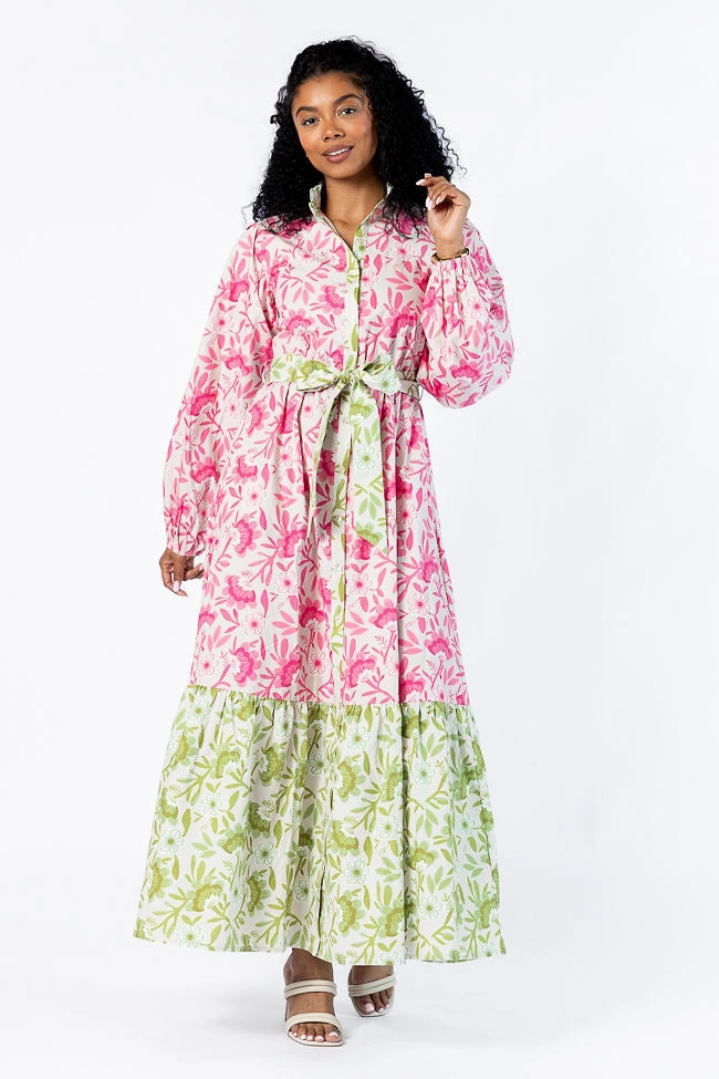 Quick Layer Refined Presence Grow Together Multi Colorblock Floral Midi Dress FINAL SALE