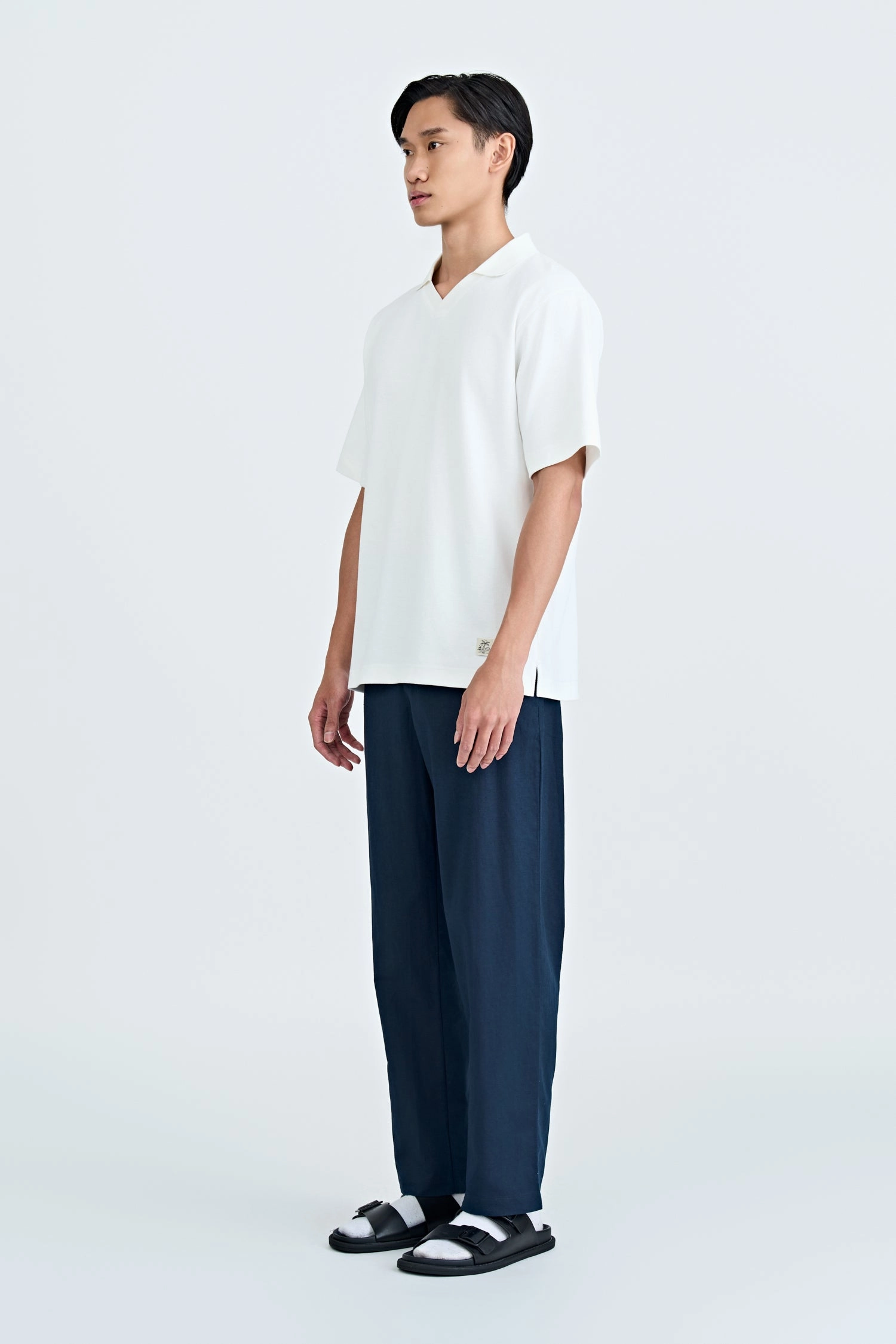 Linen Cotton Elasticated Pants - Navy Reinforced Pockets FrictionResistantEdging