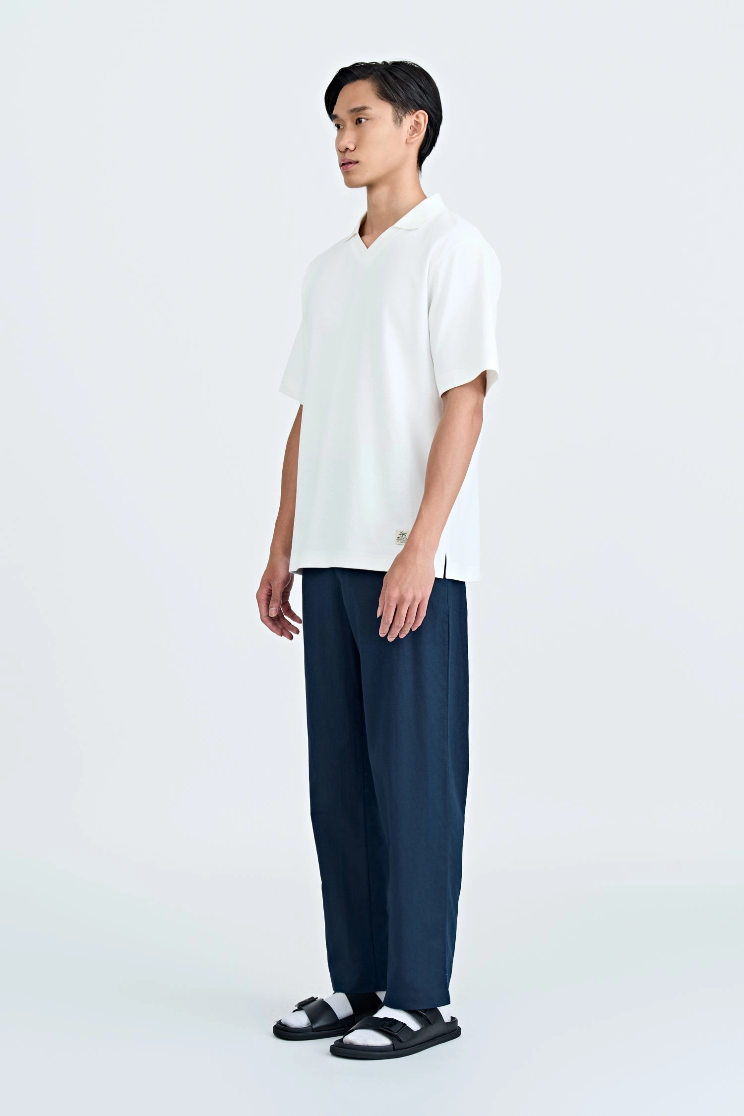 Urban Utility Fashionable Fit Linen Cotton Elasticated Pants - Navy