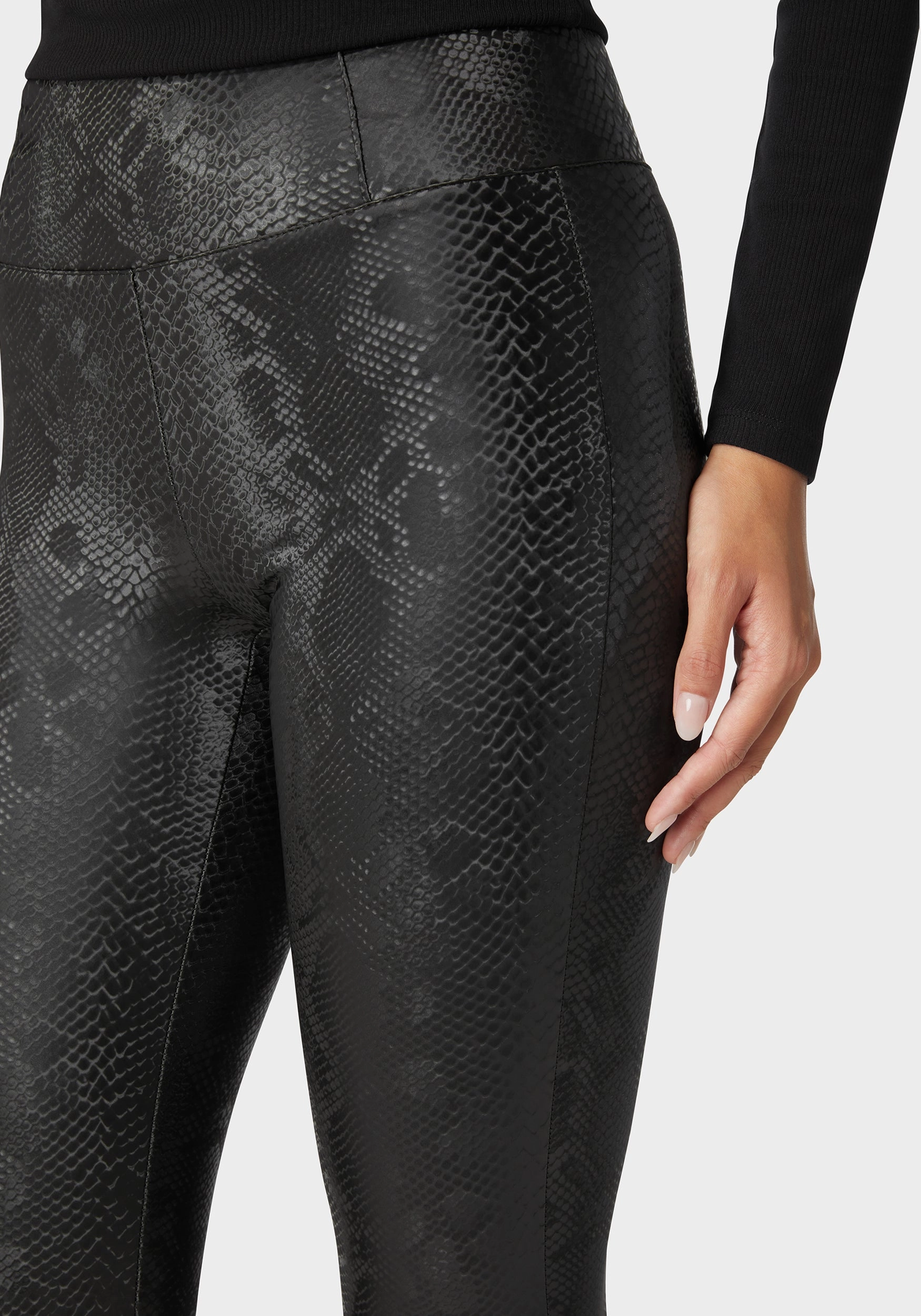 rainy weather High Waist Embossed Vegan Leather Legging
