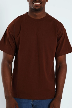 Unisex versatility Minimal Comfort Logo Oversized Label Tee - Brown