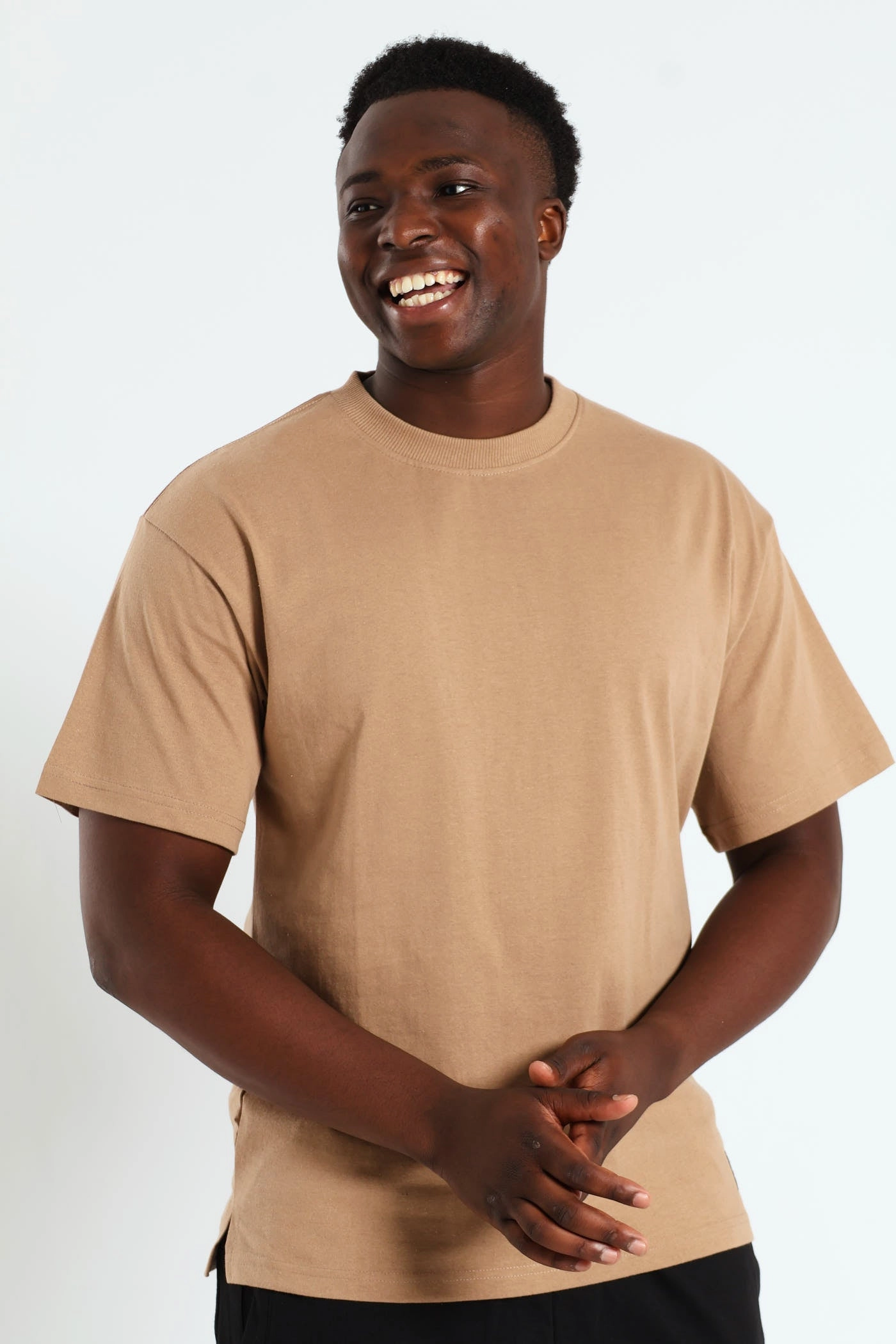 Lightweight Layer Logo Oversized Label Tee - Tabacco