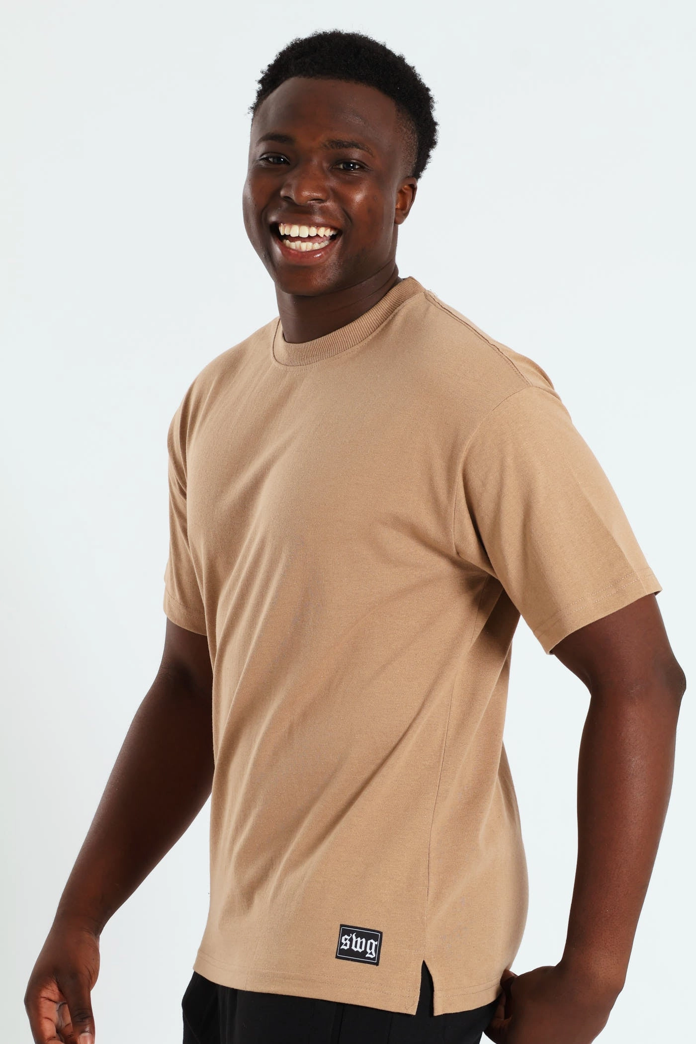 Logo Oversized Label Tee - Tabacco Linen blend