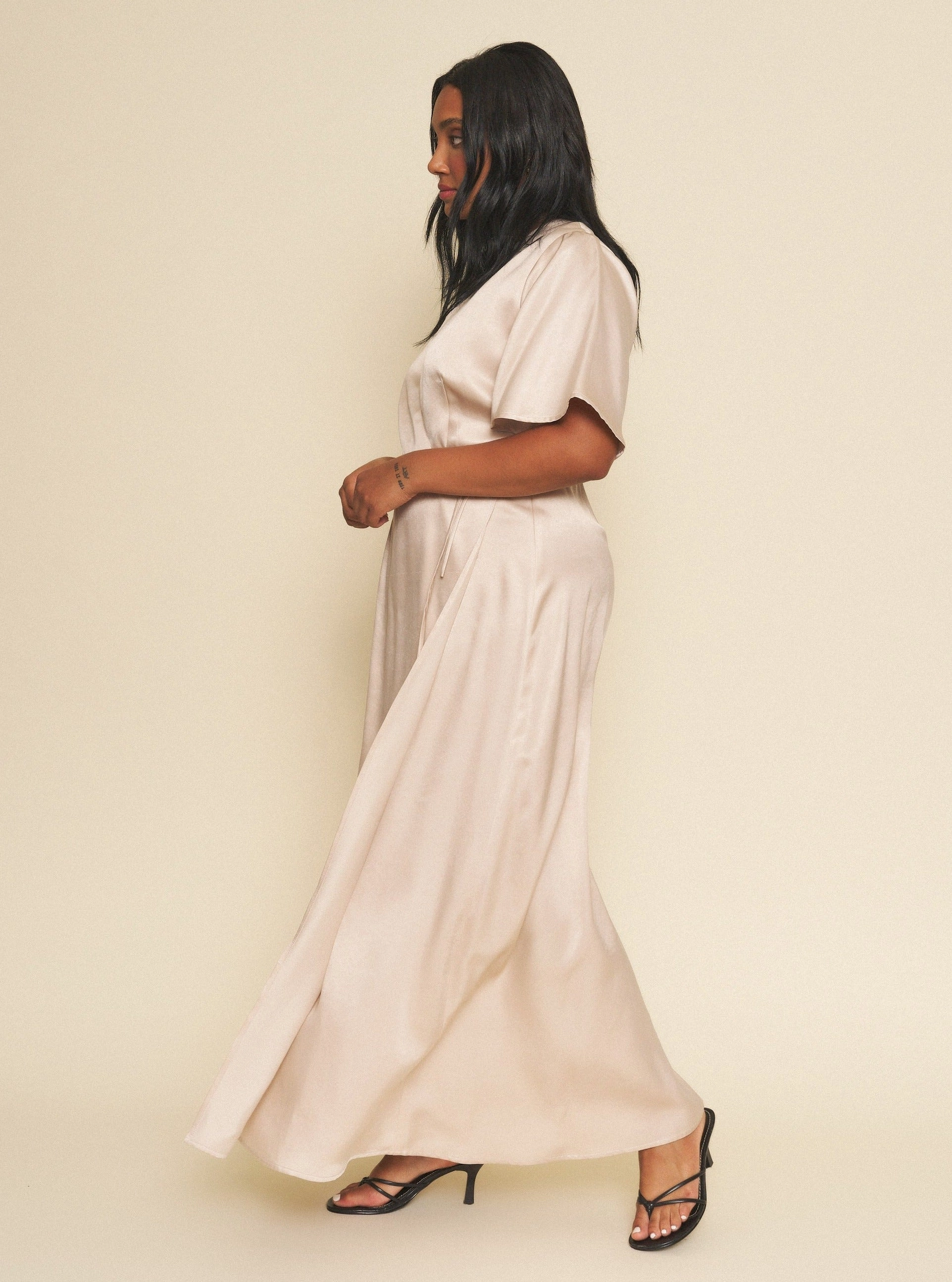 Feminine Vibe Effortless Comfort Lola Wrap Dress - Champagne