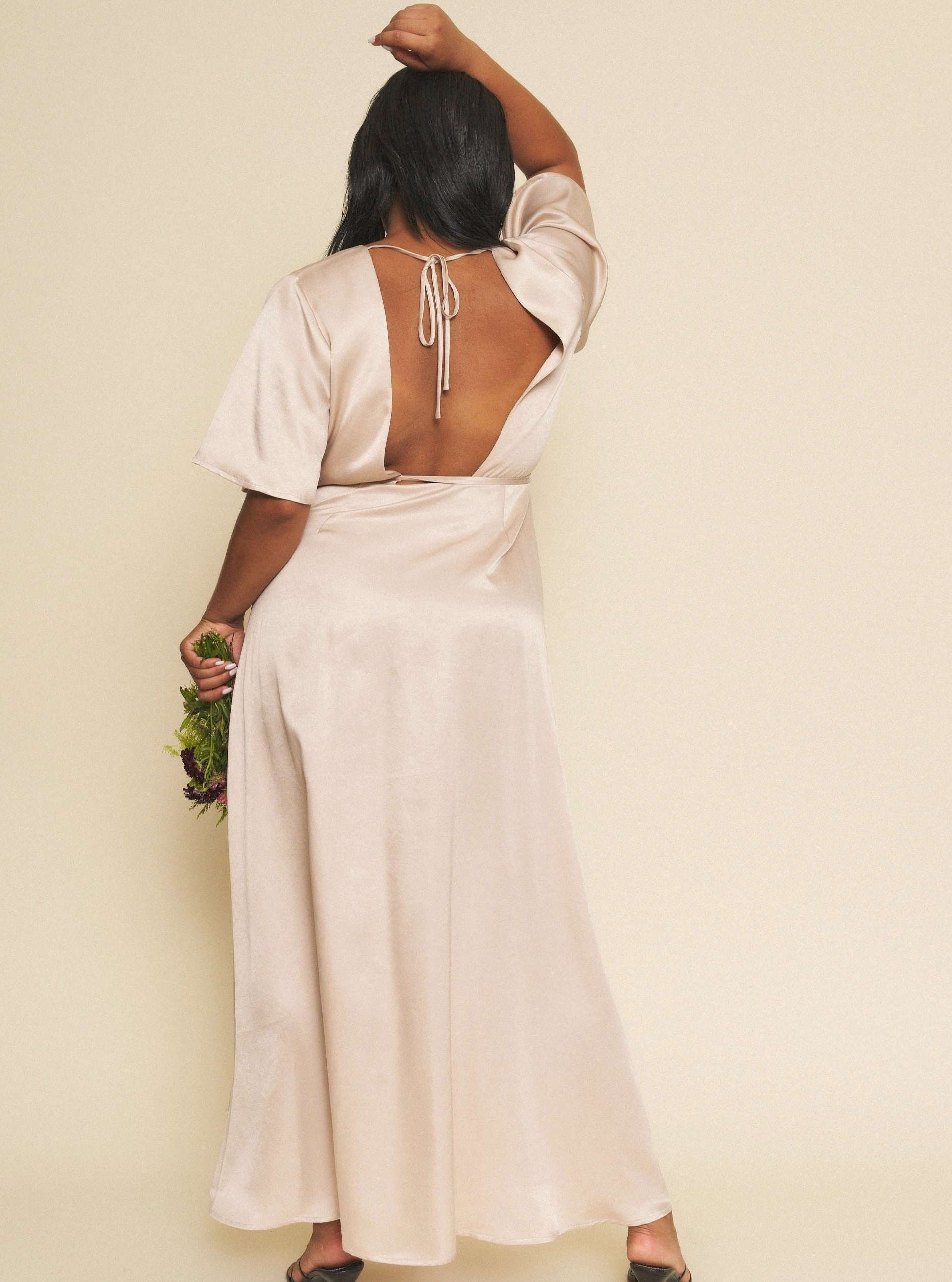 Lola Wrap Dress - Champagne Collar Accent