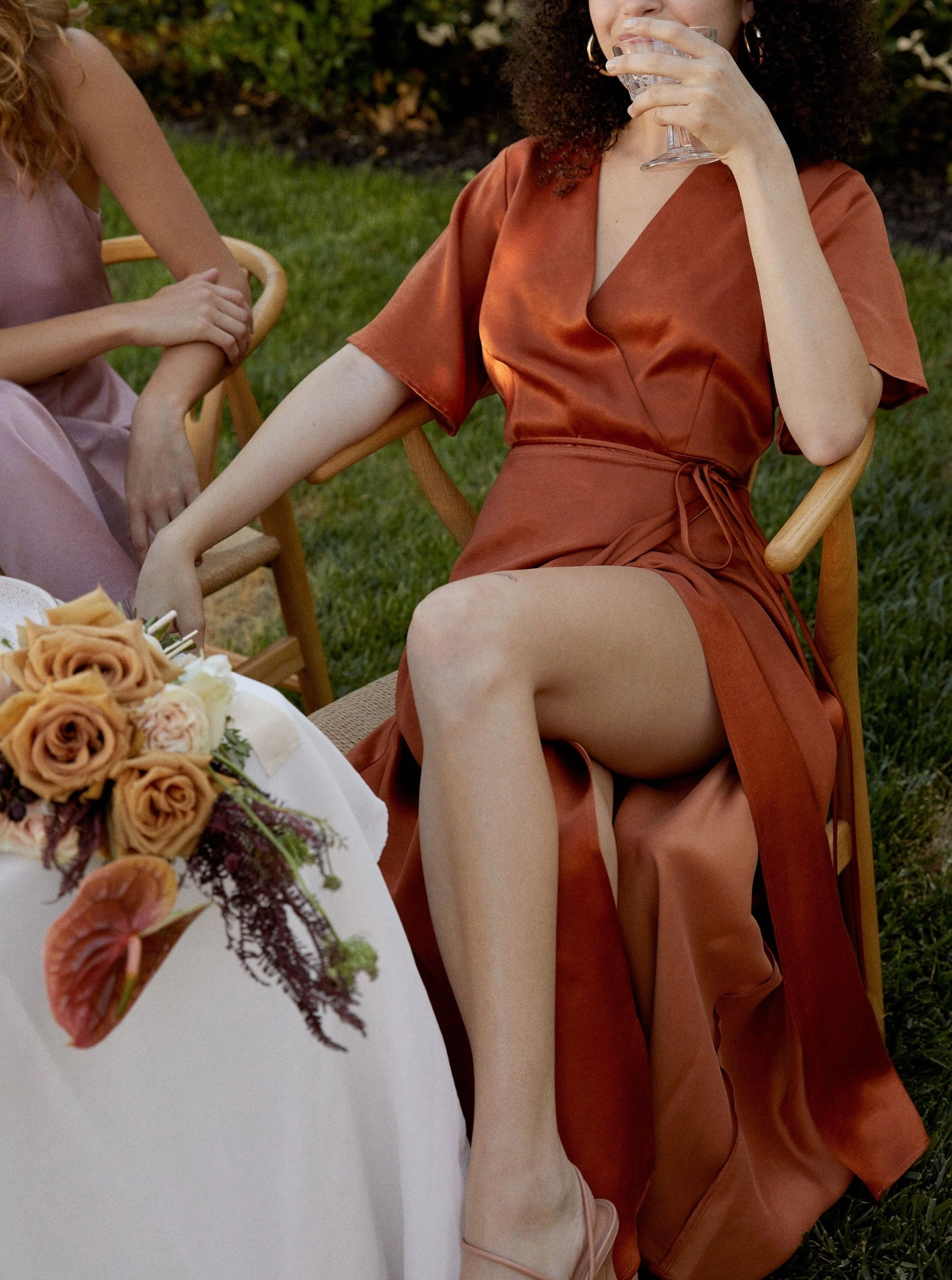 Timeless fitted silhouette Lola Wrap Dress - Rust