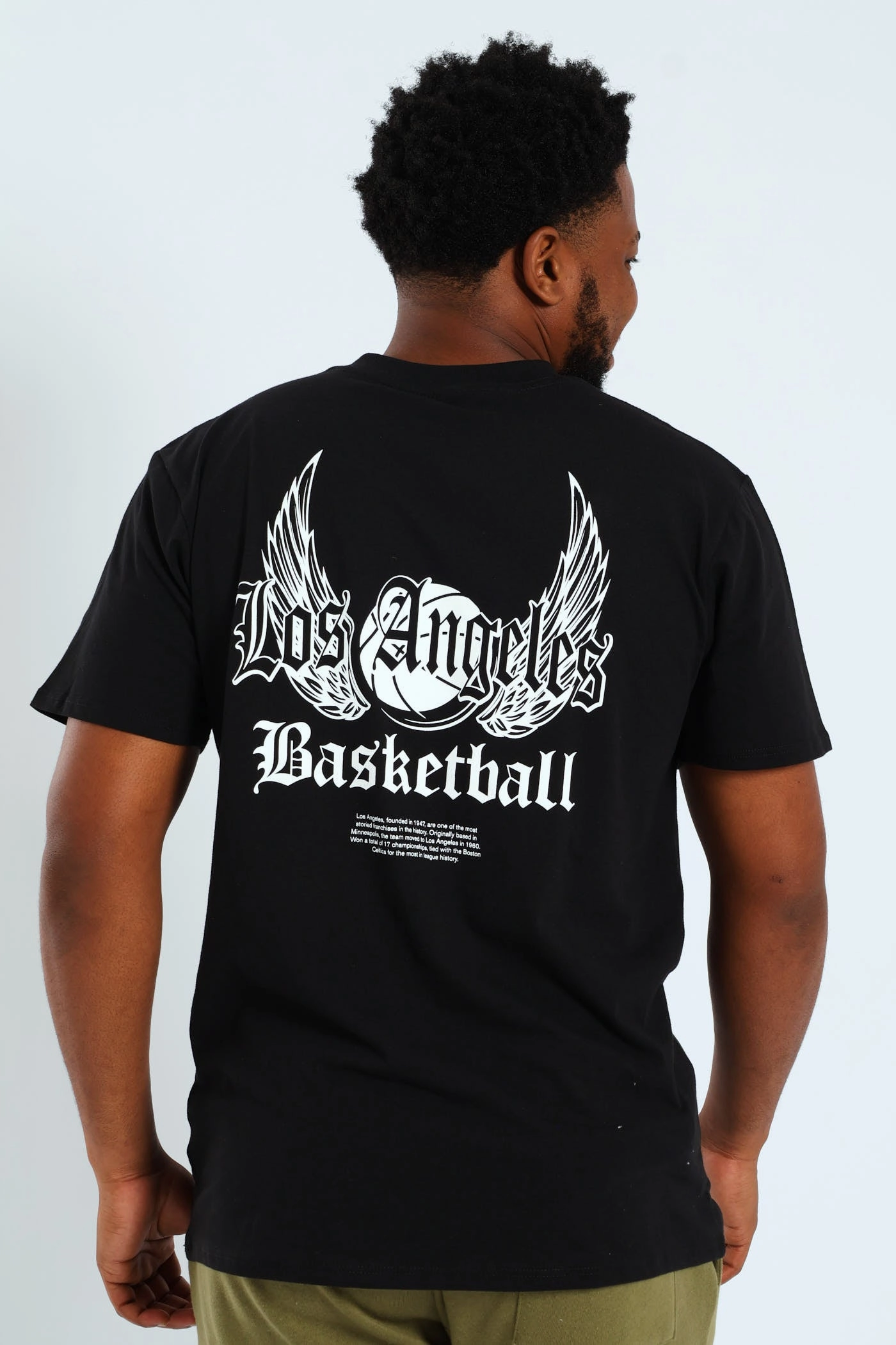 Eco Conscious Production Basketball Front & Back Printed Tee - Black