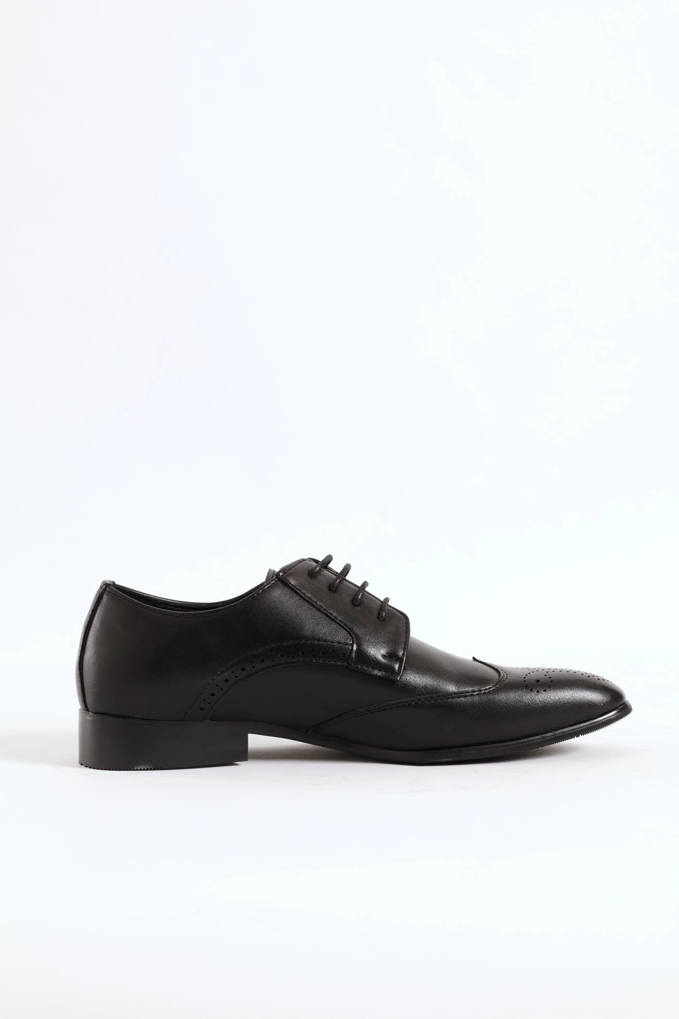 Business Look Stable Grip Stitched Wing Detail Lace Up Derby Shoe - Black