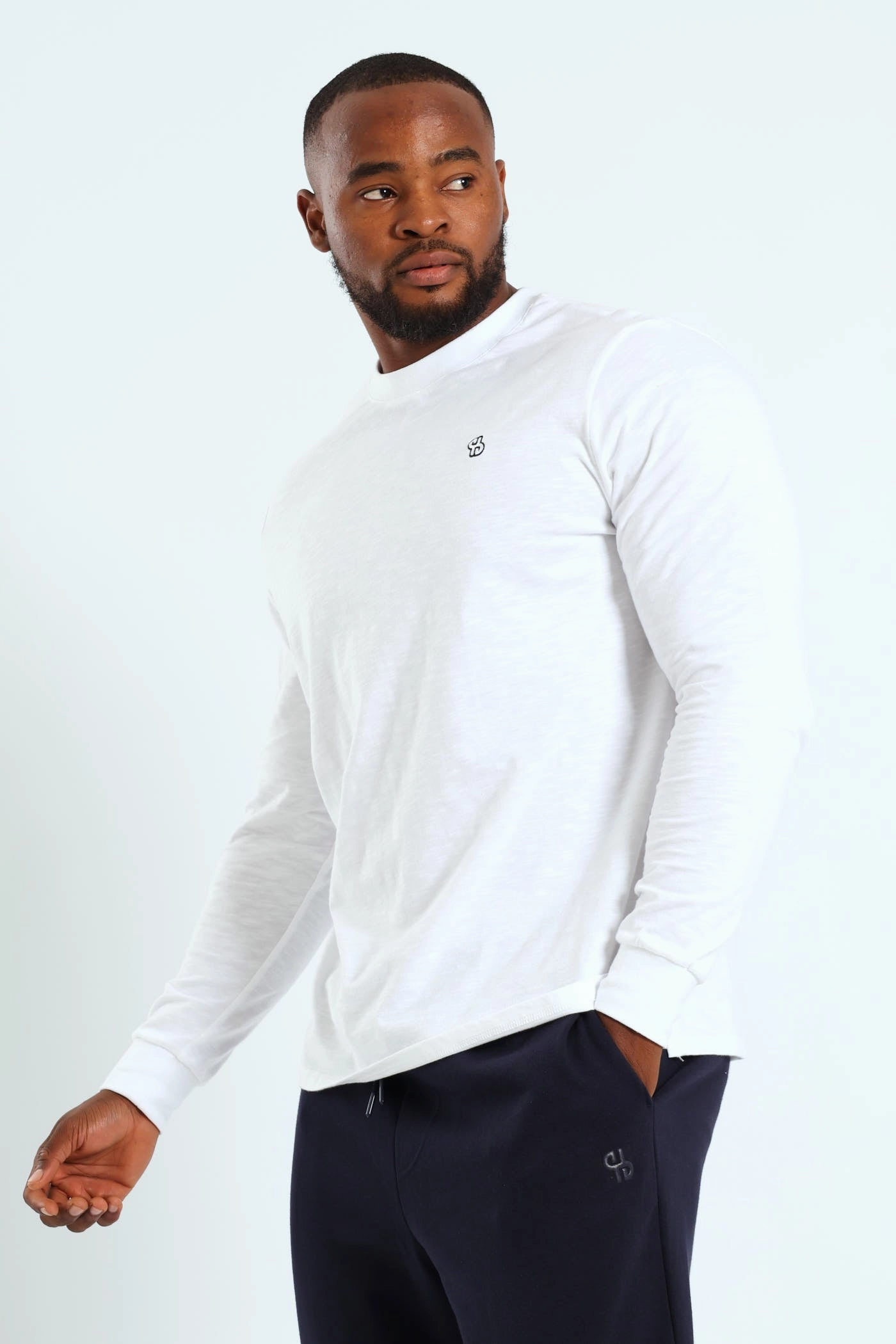 Long Sleeve Slub Tee - White Organic Cotton Blend