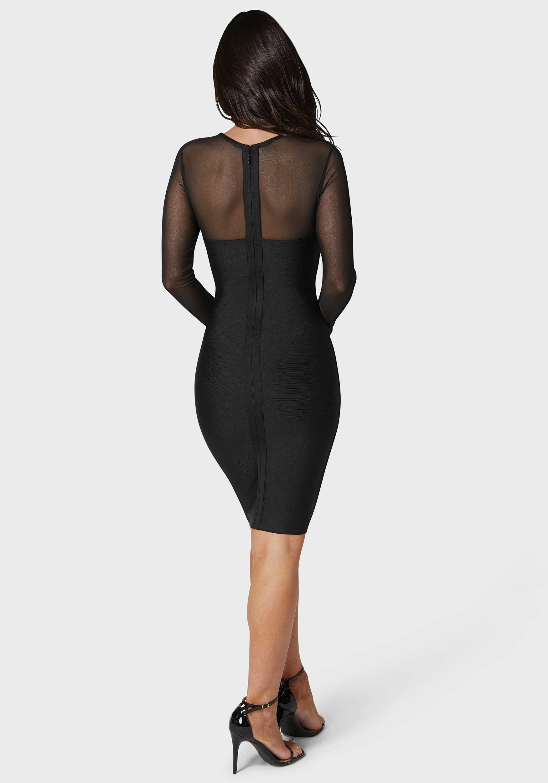 Longsleeve Mesh Peek A Boo Bandage Dress Smart Fit Wear