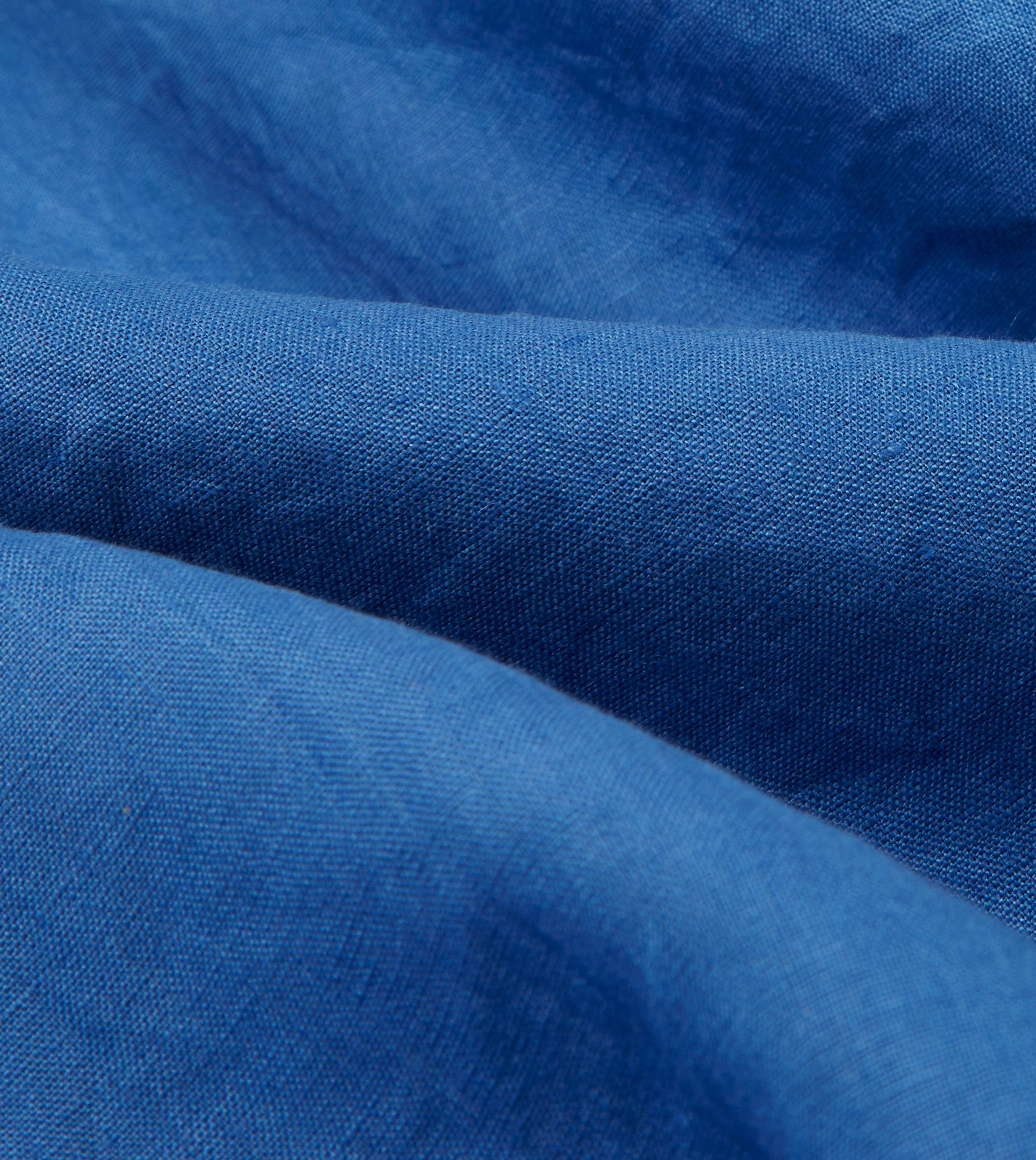 Breathable mesh Bright Navy Linen Spread Collar Shirt