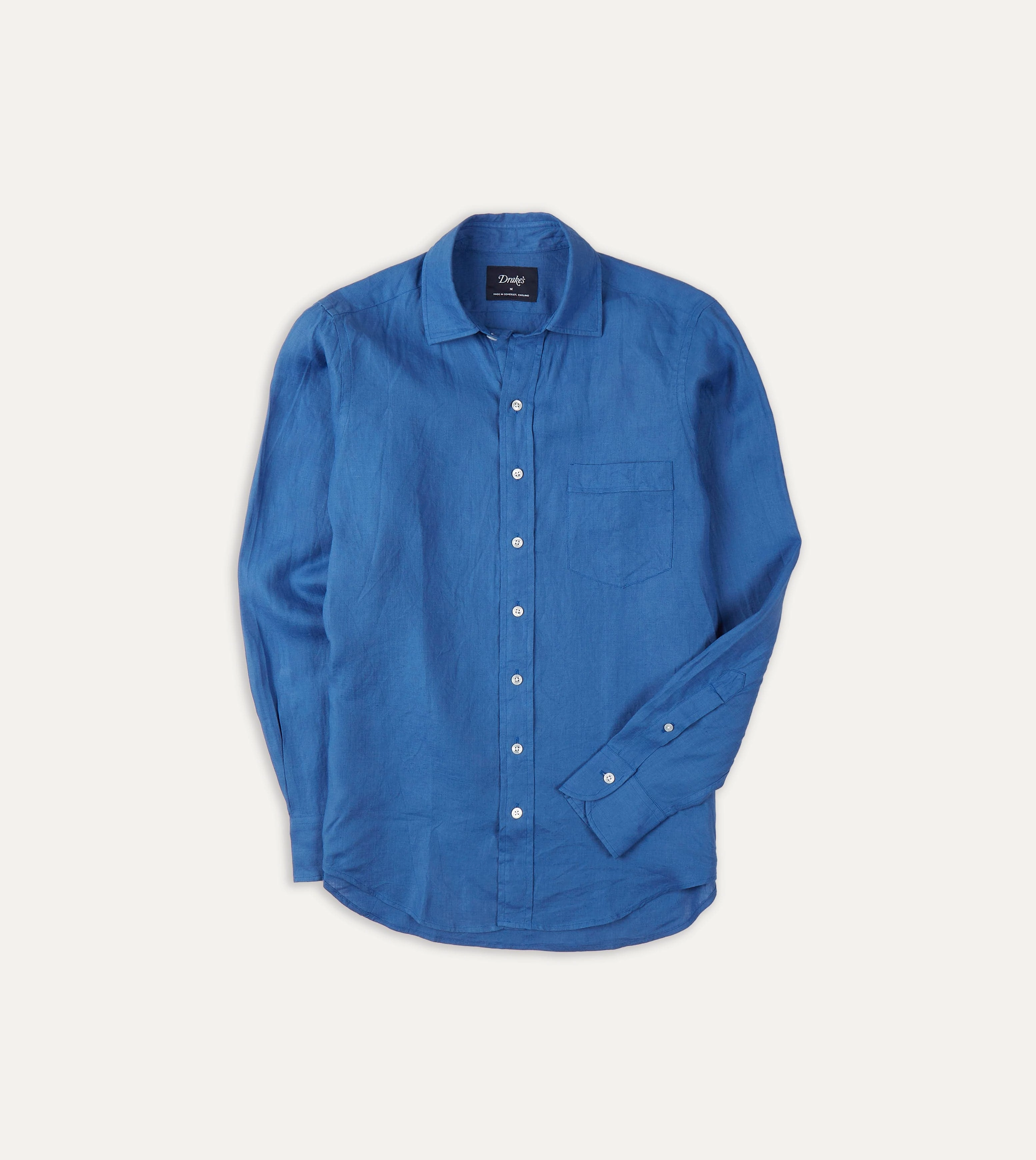 Bright Navy Linen Spread Collar Shirt Gift Idea