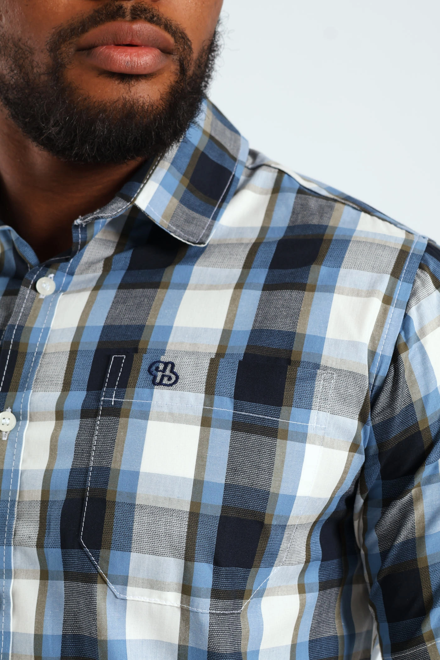 Short Sleeve Check Shirt - Fatigue/Navy Weekend Outing