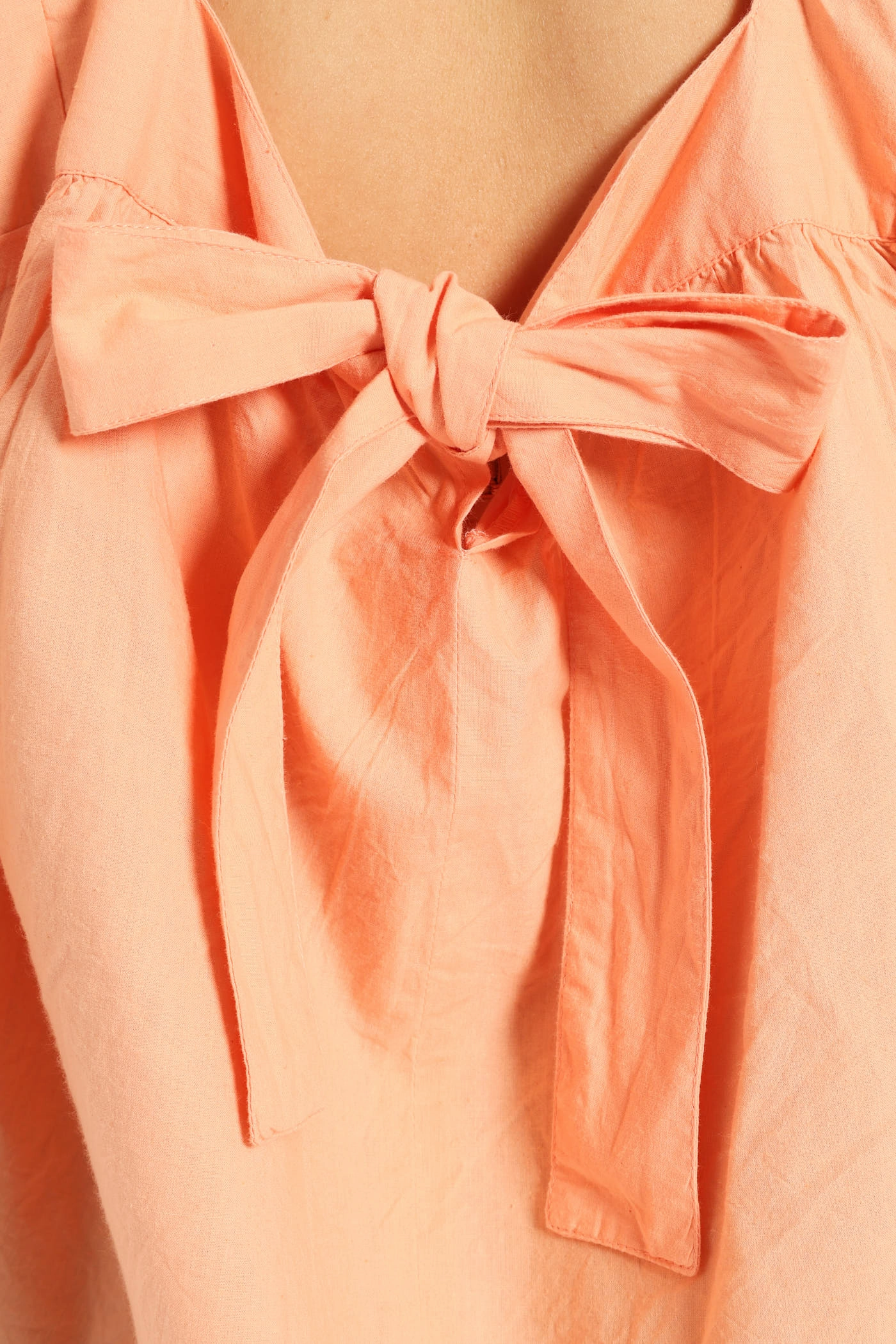 Balloon Sleeve Rick-Rack Detail Square Neck Blouse - Light Coral StretchableKnit