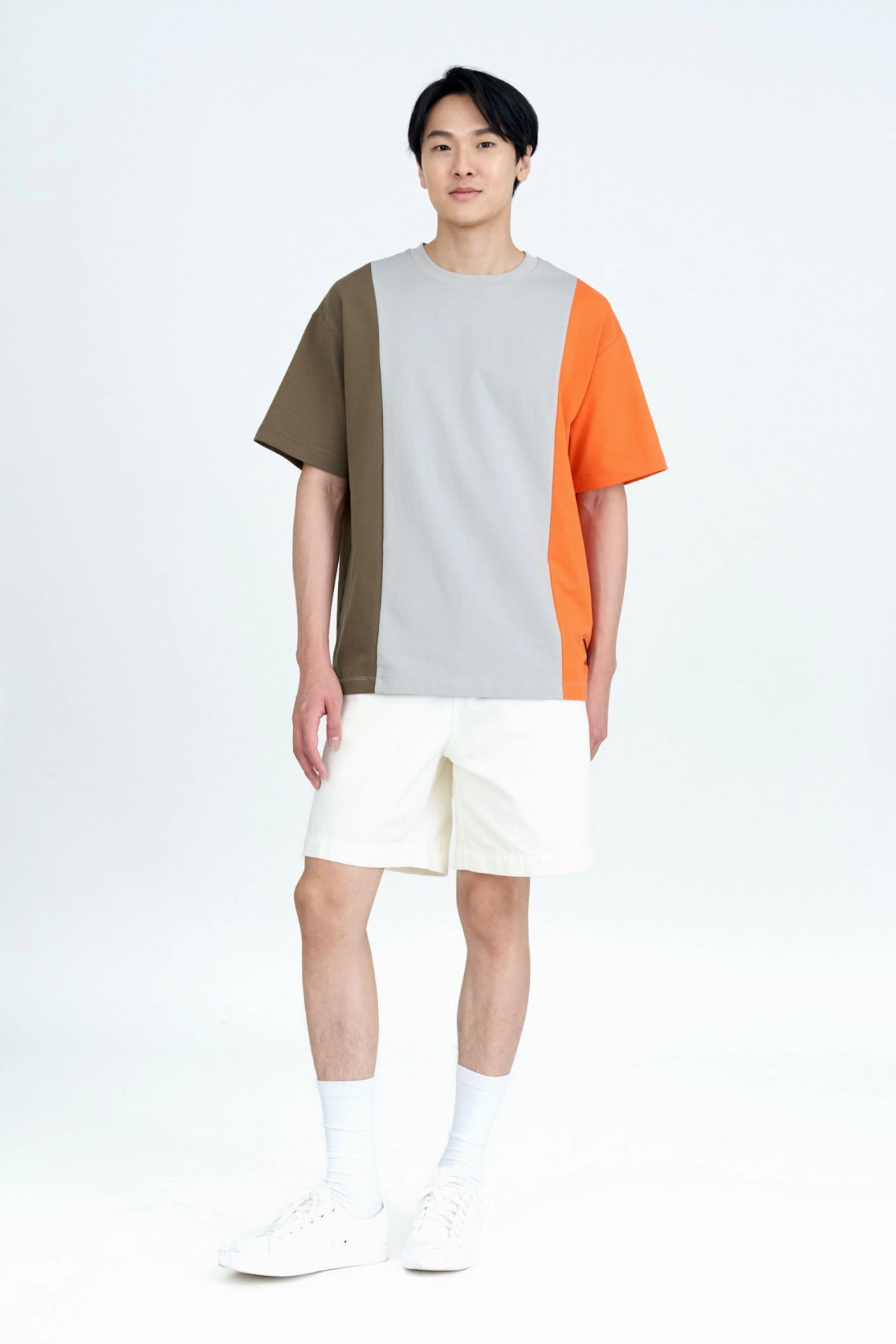 (C) Polycotton Jersey Colour Block Tee [AT] Hidden Zipper