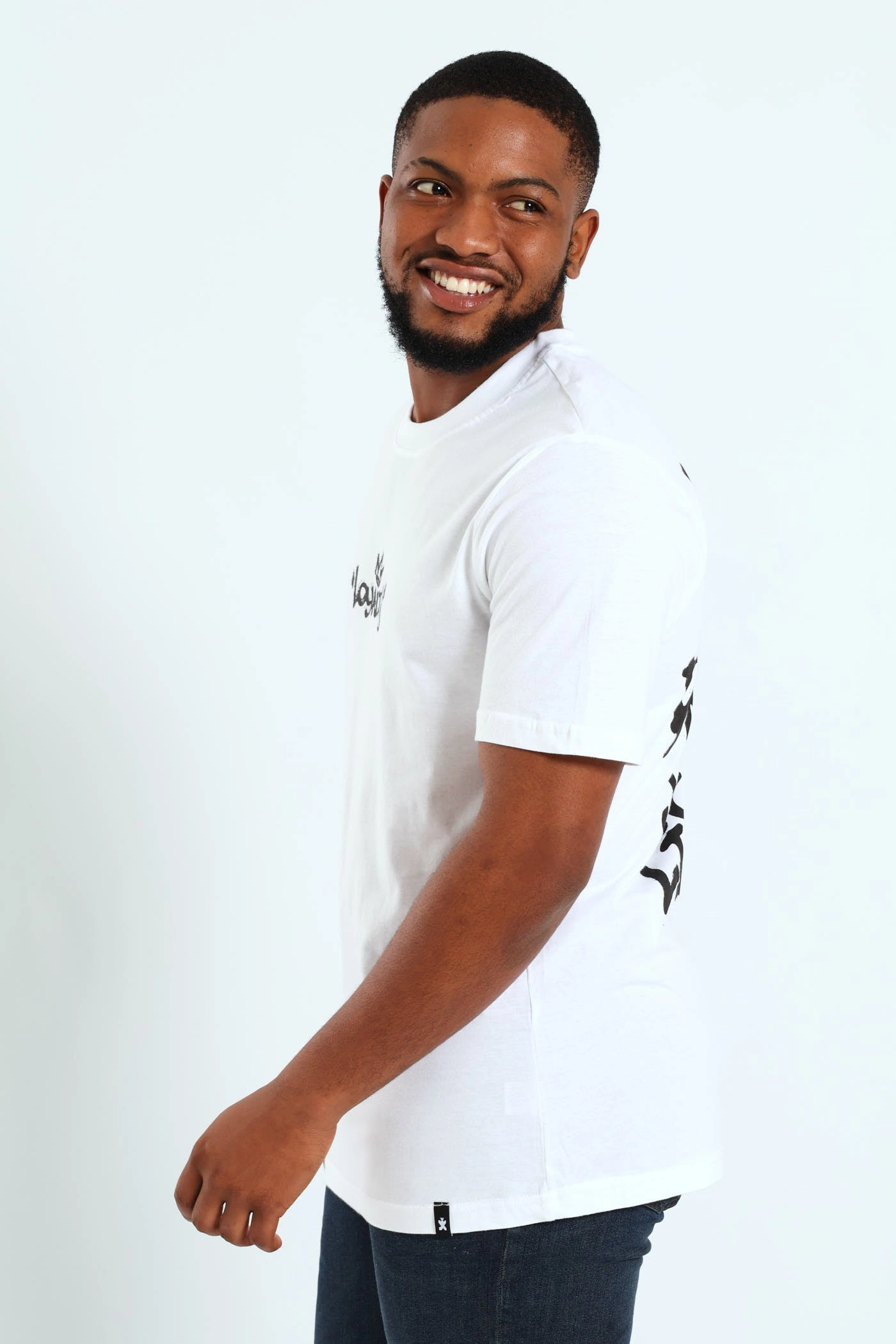 Floral Print QuickDry Material Loyalty Front & Back Print Tee - White