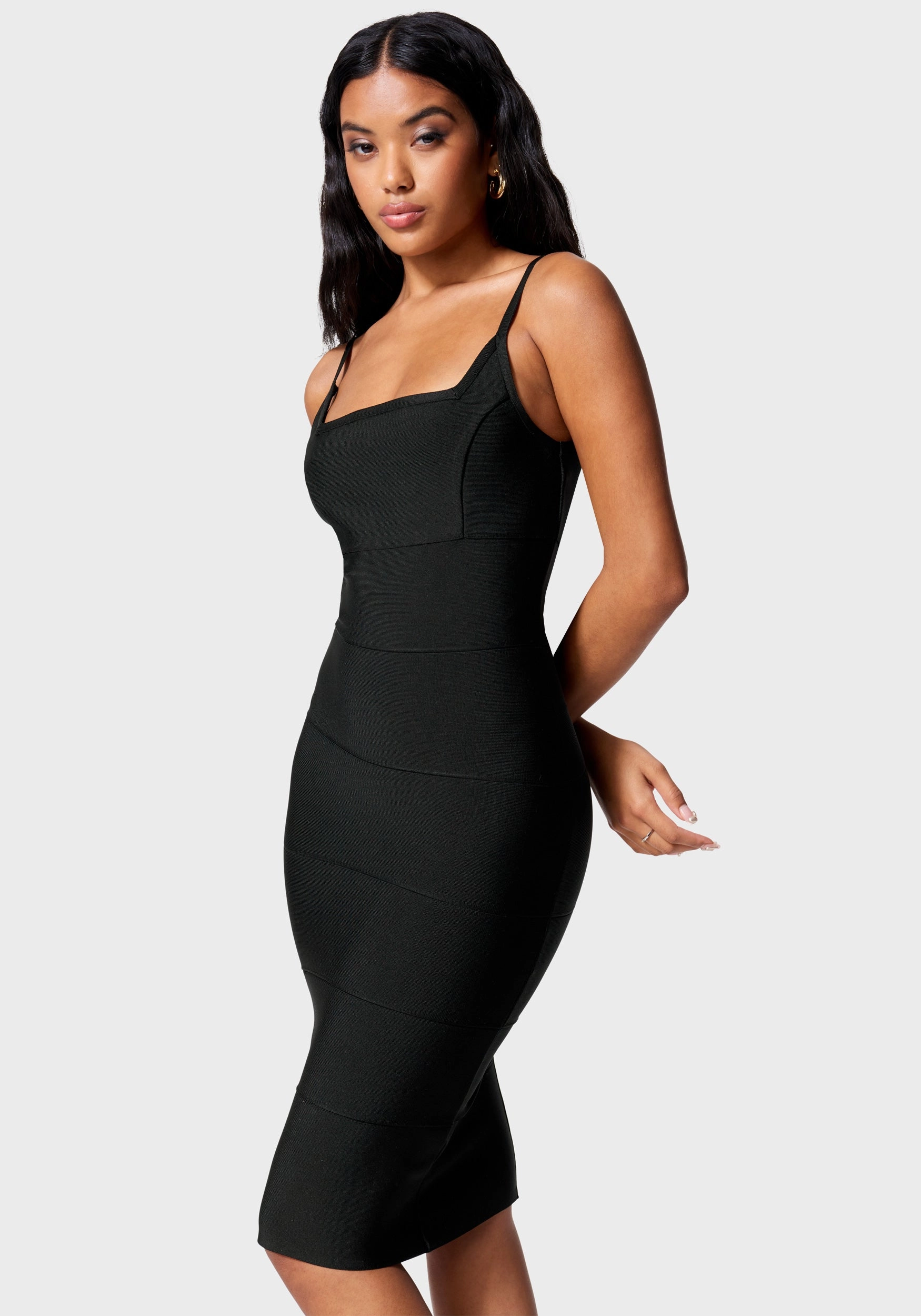 Luxe Bandage Square Neck Midi Dress Inner Glow City Rhythm
