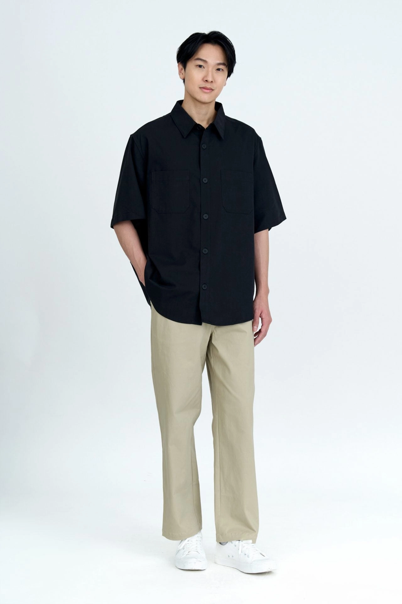 Smooth Texture ErgonomicStitching Drawstring Straight Cut Pants - Khaki [AT]