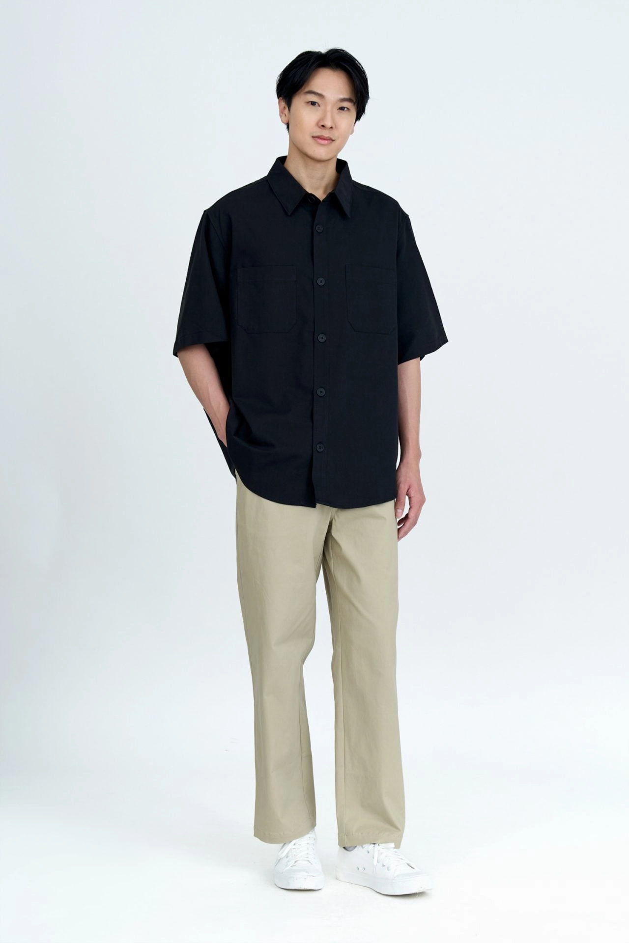 Quick Wash Drawstring Straight Cut Pants - Khaki [AT]