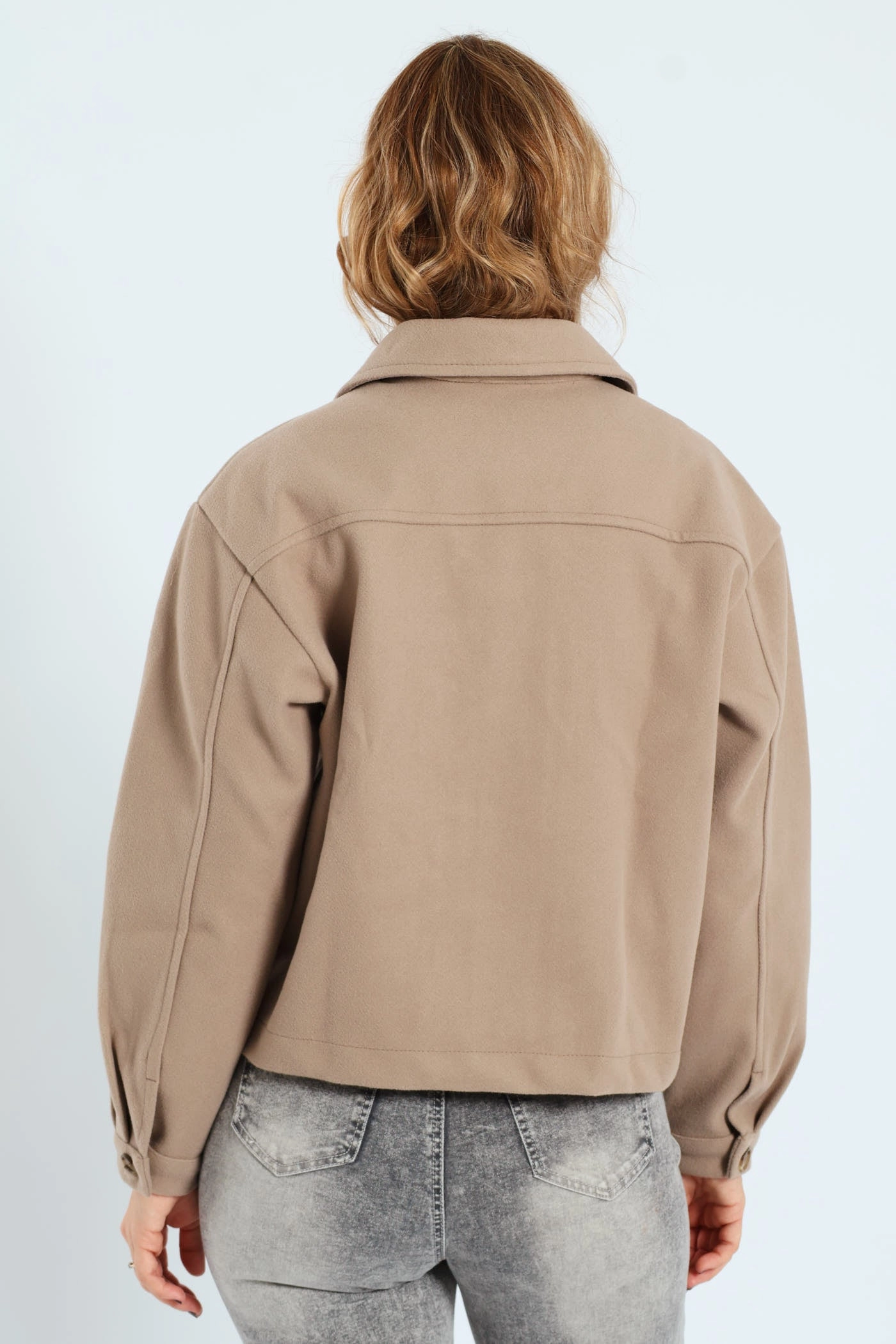 Utility Pocket Melton Trucker Jacket - Oatmeal Melange Cozy Texture Ski Use