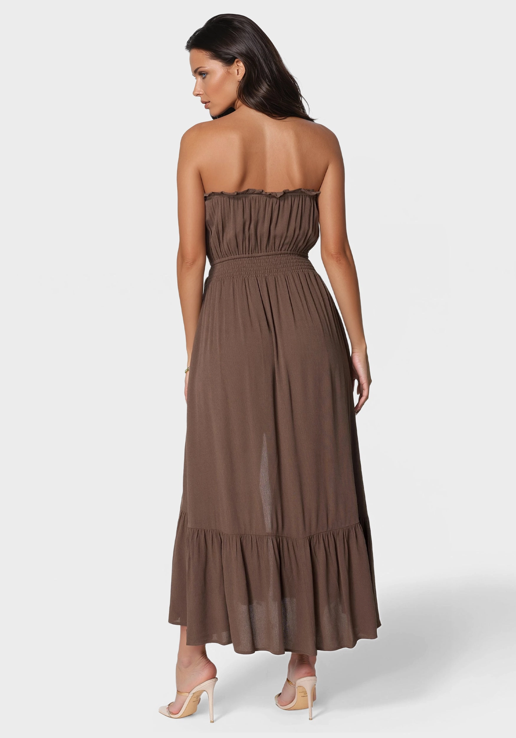 Office Tone Strapless Maxi Dress