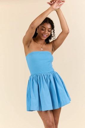 Ready By Noon Blue Strapless Fit and Flare Dress SALE Light Aesthetic