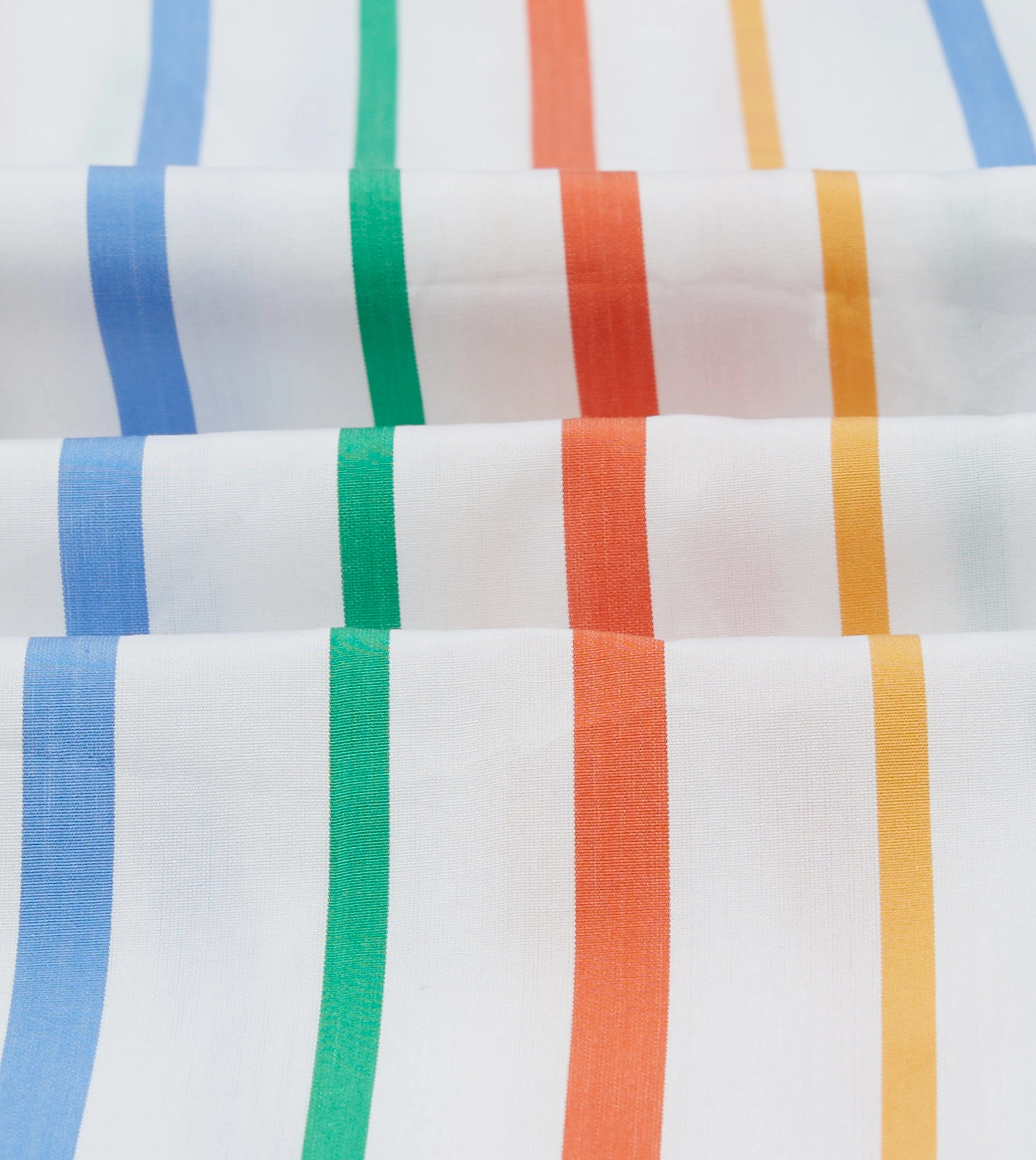 Floral Motif Relaxed Style Multi Stripe Poplin Button-Down Shirt