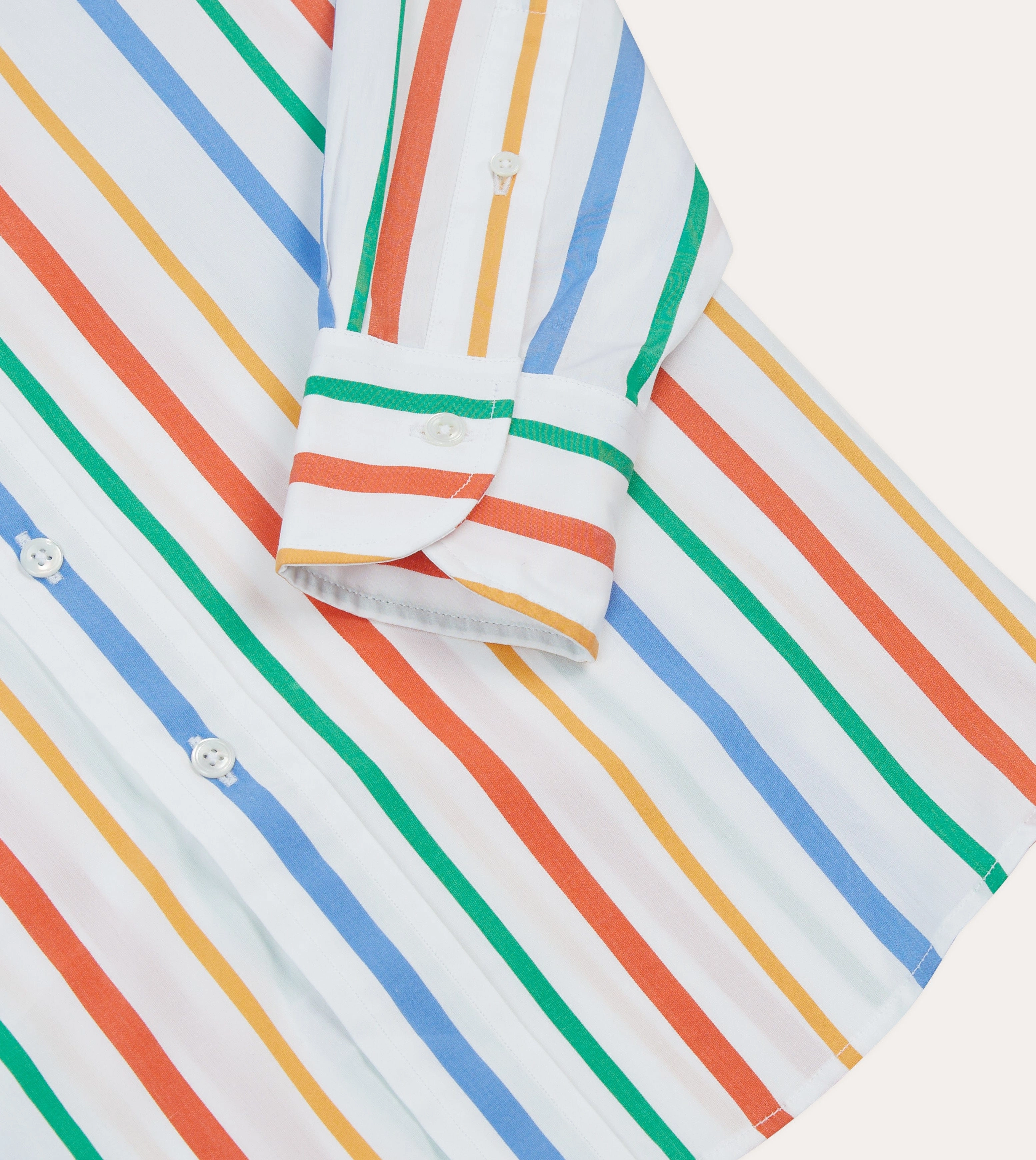 Multi Stripe Poplin Button-Down Shirt Snag Resistant Fabric Layering Essential