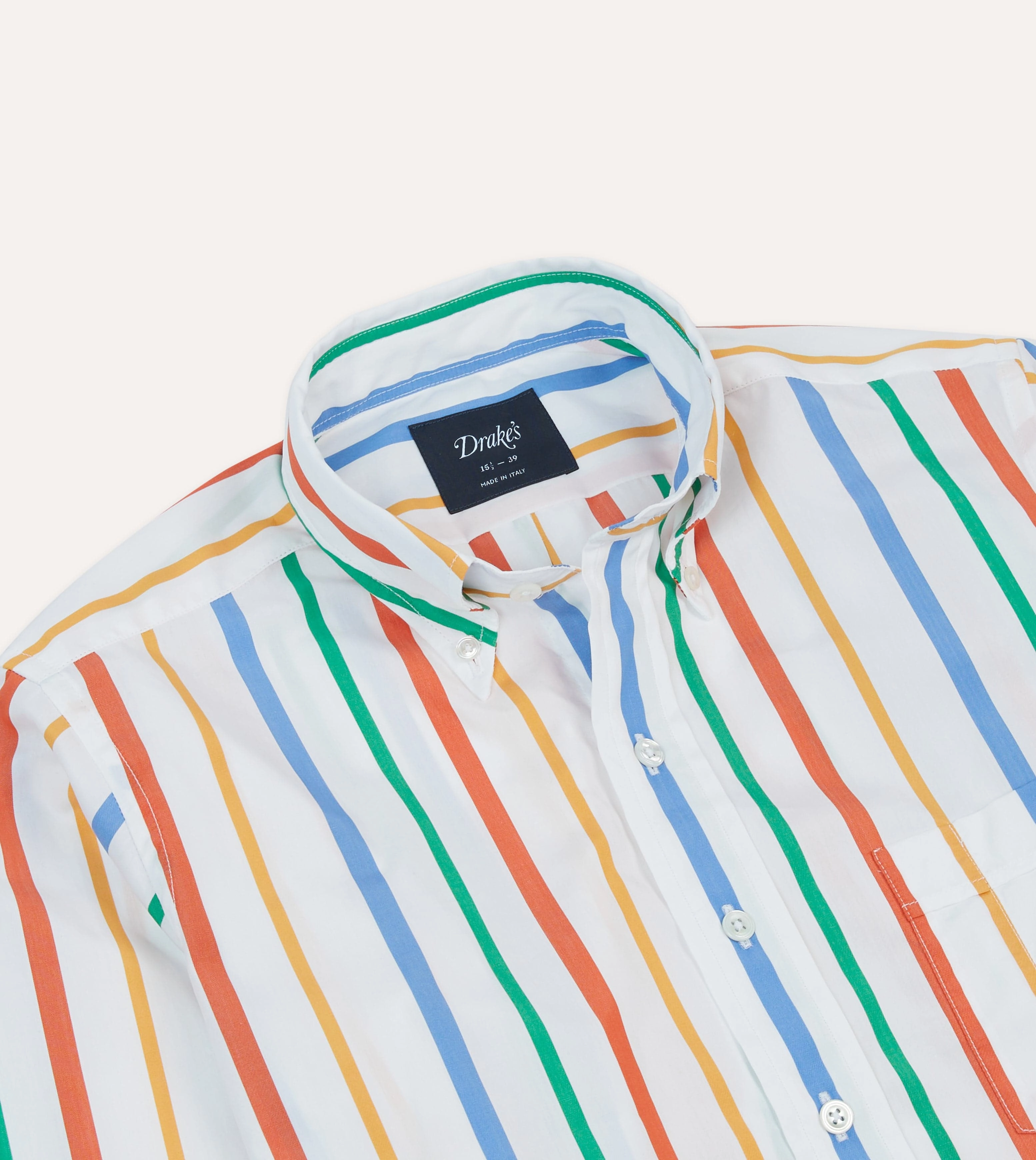 Anti Static Fabric Multi Stripe Poplin Button-Down Shirt
