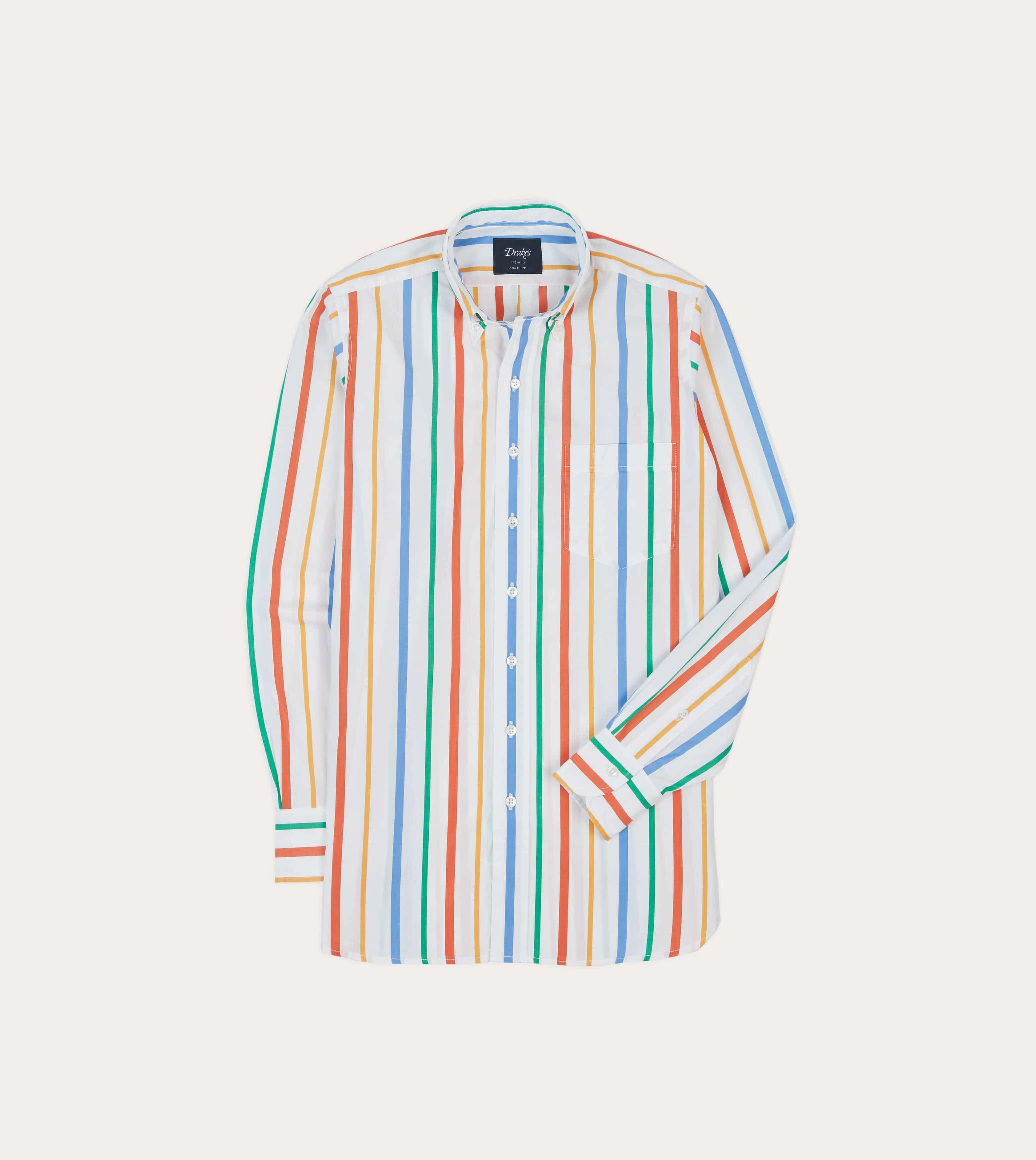 Athletic Look Multi Stripe Poplin Button-Down Shirt