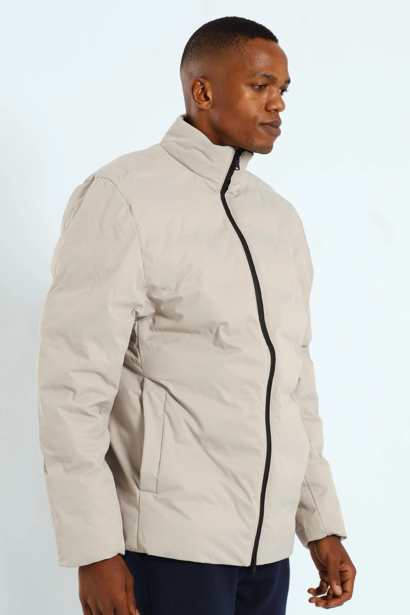 Mali Quilted Puffer - Light Grey Compression Fit