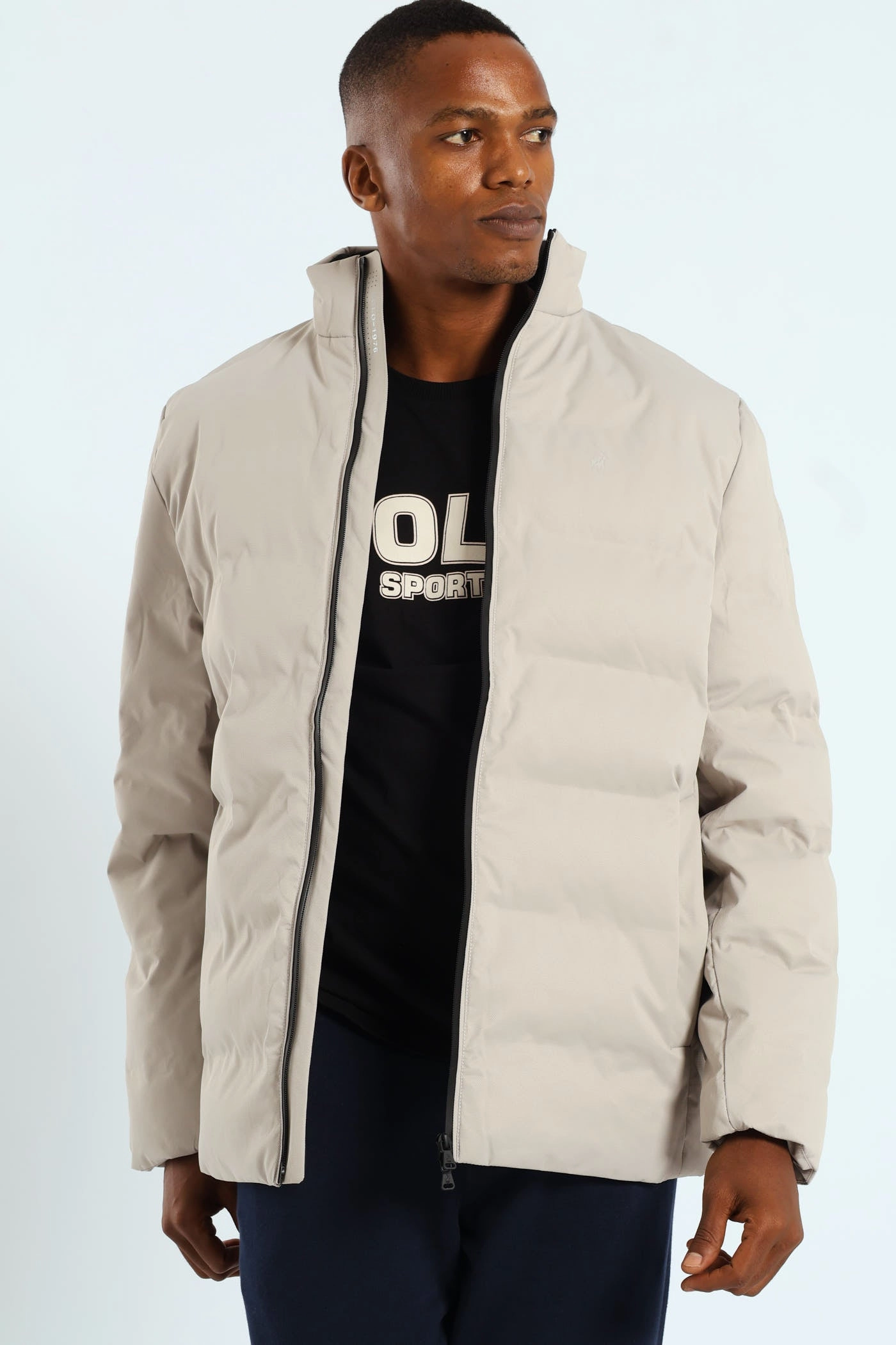 Contoured Back Panel Mali Quilted Puffer - Light Grey