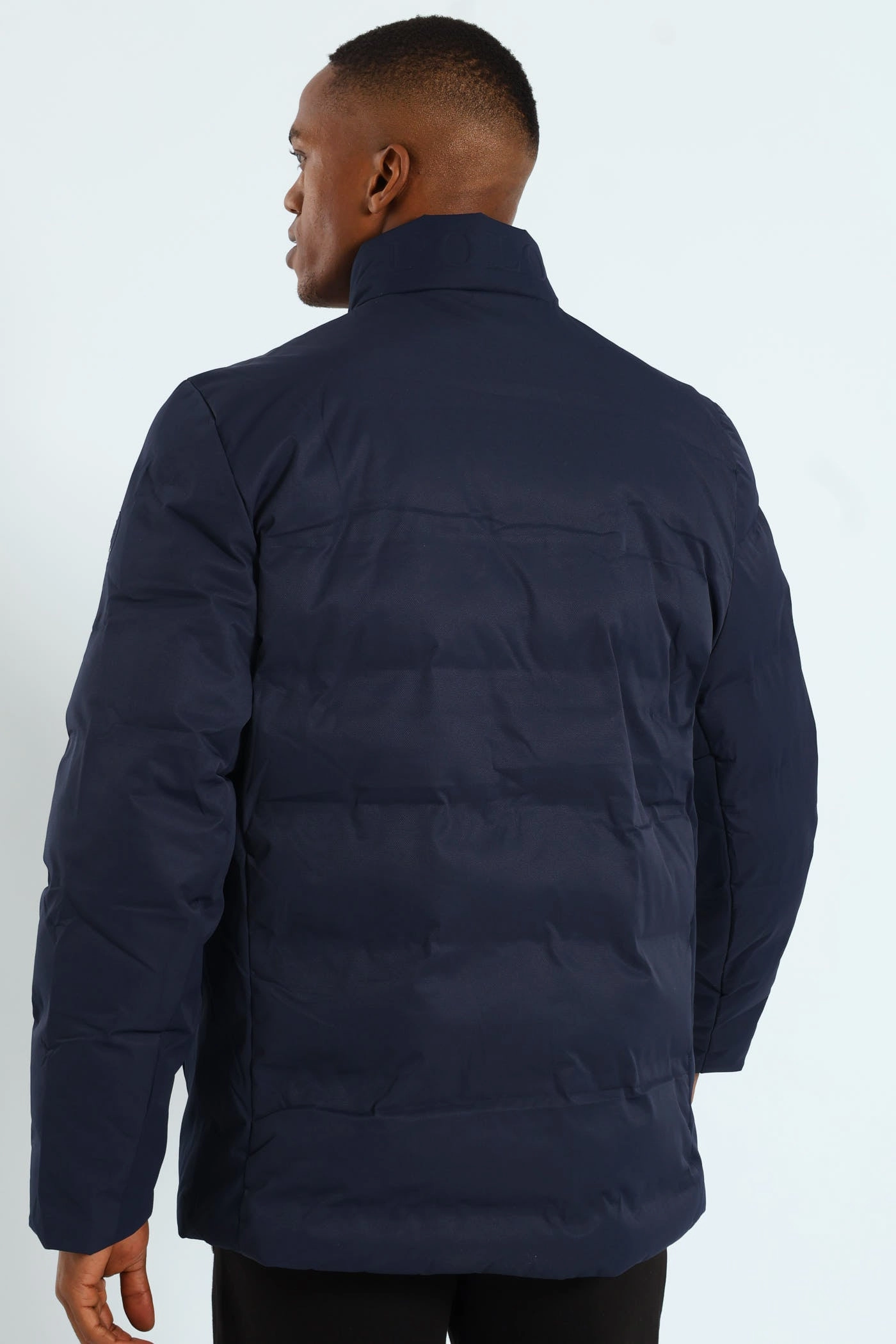 Convertible Silhouette Button Closure Mali Quilted Puffer - Navy