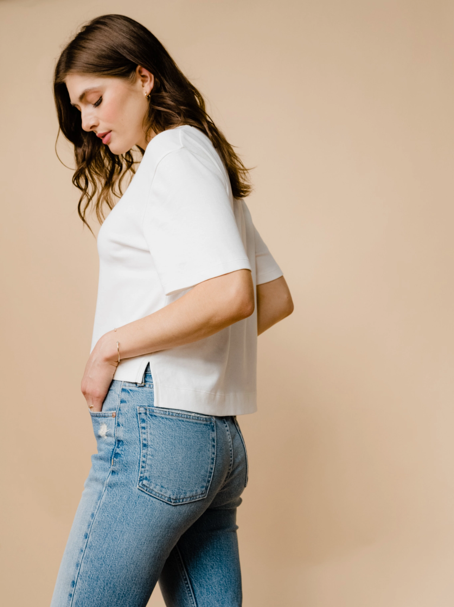 SnagResistant Fabric Reverseble Design Maria Boxy Tee - White