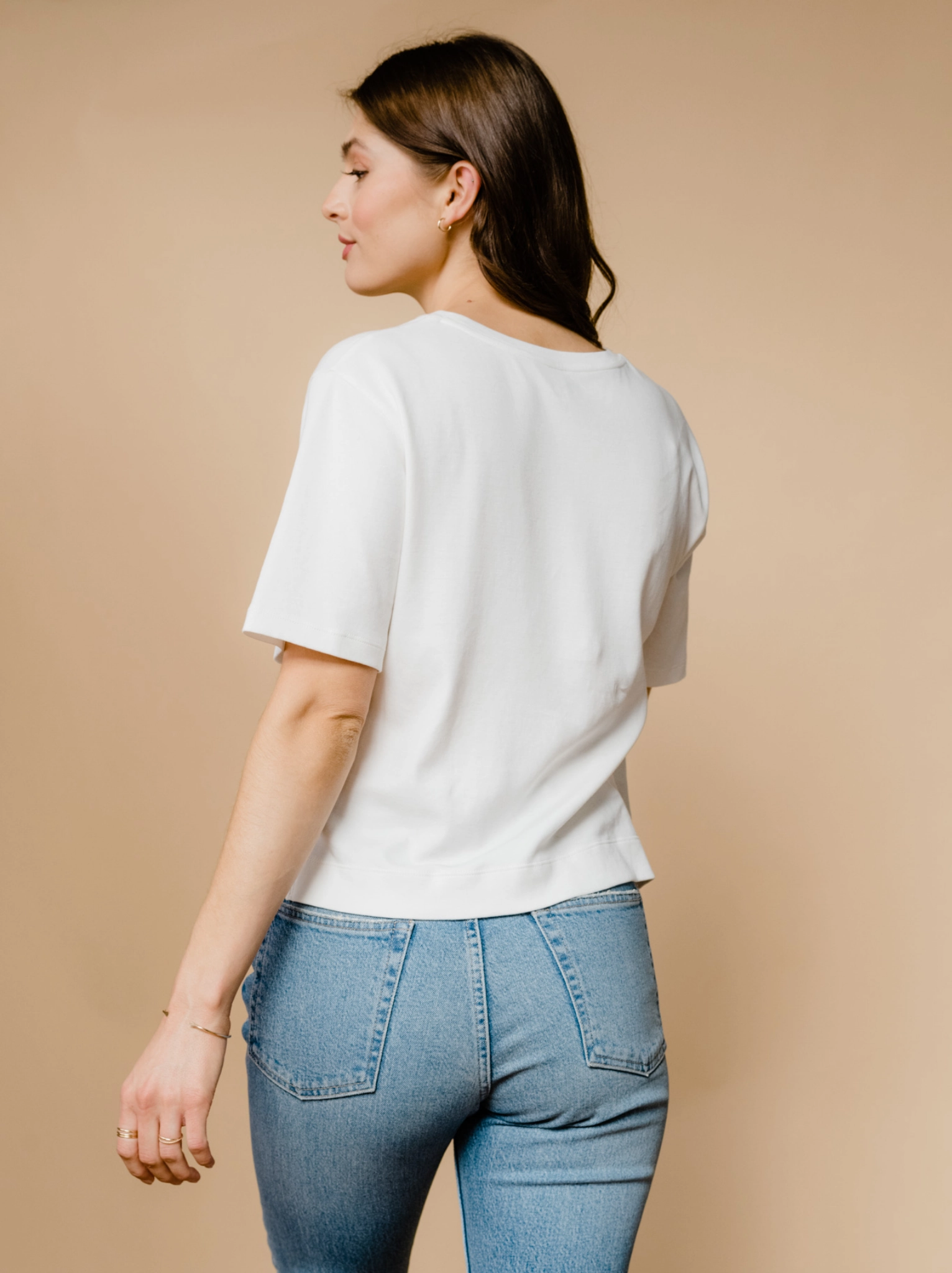 Maria Boxy Tee - White Ultrasoft Inner Lining Adjustable Cuff