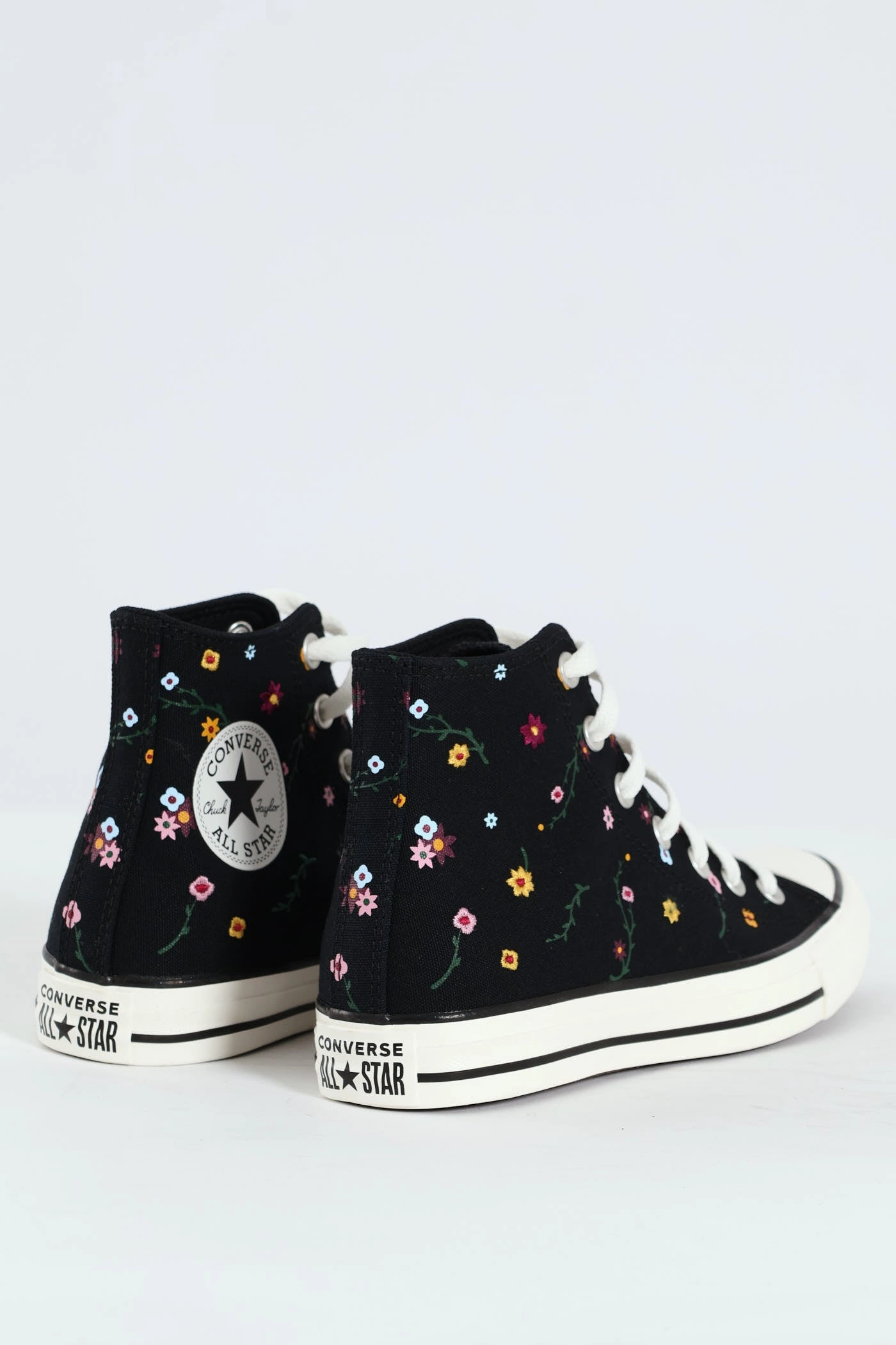 Chuck Taylor All Star Embroidered Floral Sneaker - Black Gym Shoes High Mileage