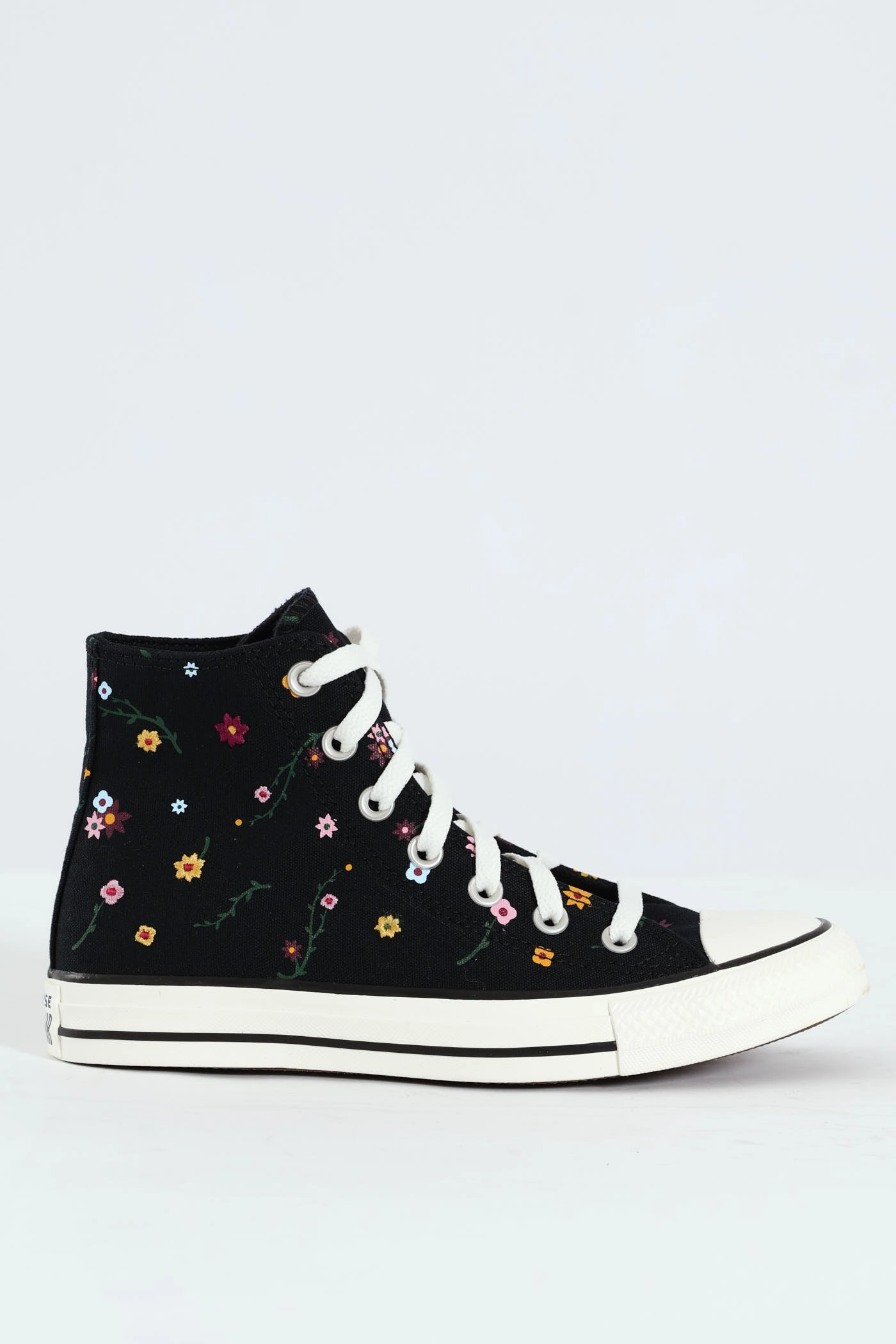 Chuck Taylor All Star Embroidered Floral Sneaker - Black Low Profile Silhouette Sporty Look