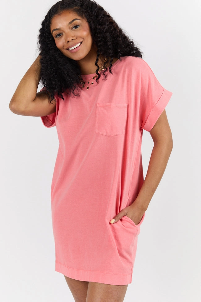 Memories That Last Coral T-Shirt Dress FINAL SALE Soft Shape Bold Simplicity