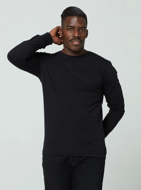 Men's Unisex Long Sleeve - Black Bamboo Fiber Fabric