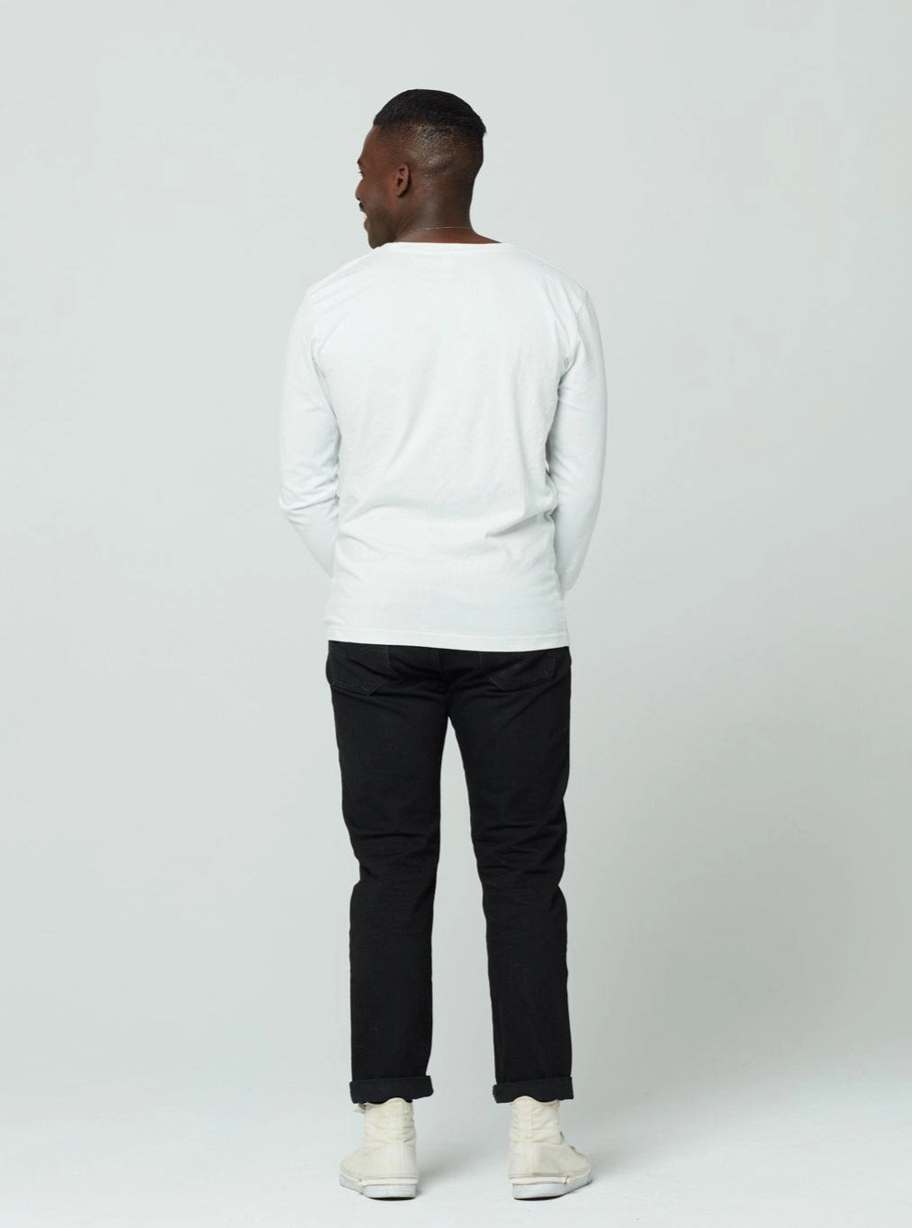 Men's Unisex Long Sleeve - White Multipurpose Layering Piece AdaptiveFitFabric