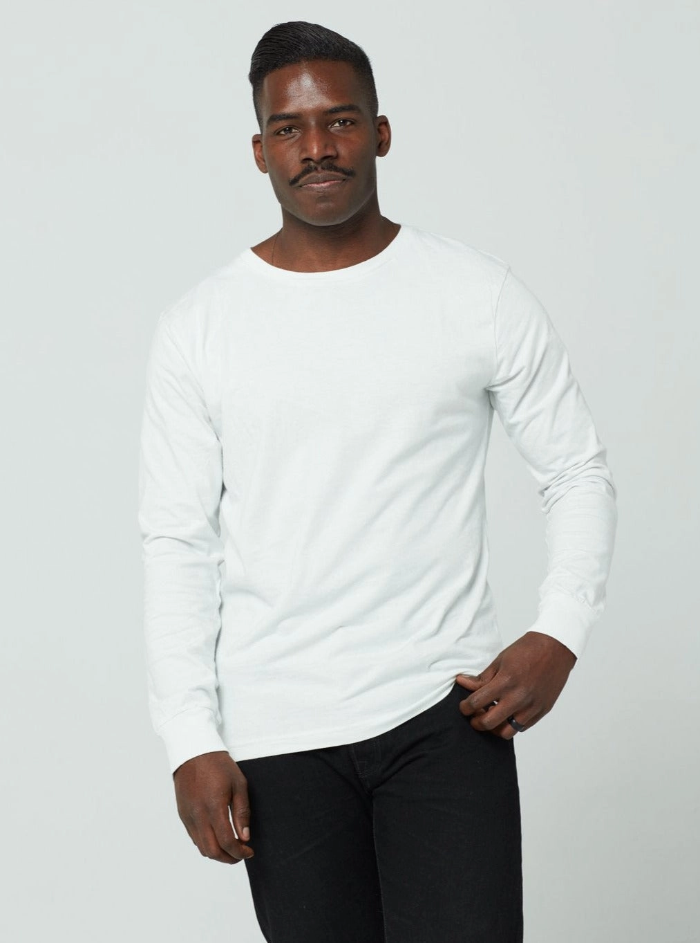 Textured Weave Men's Unisex Long Sleeve - White