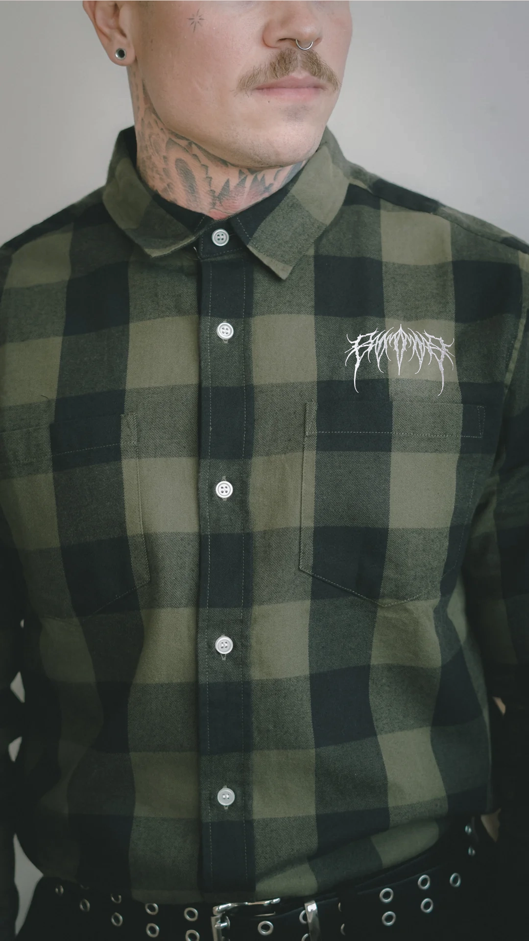 Metal Logo Checked Shirt Green Everyday Comfort Fit Sporty Touch