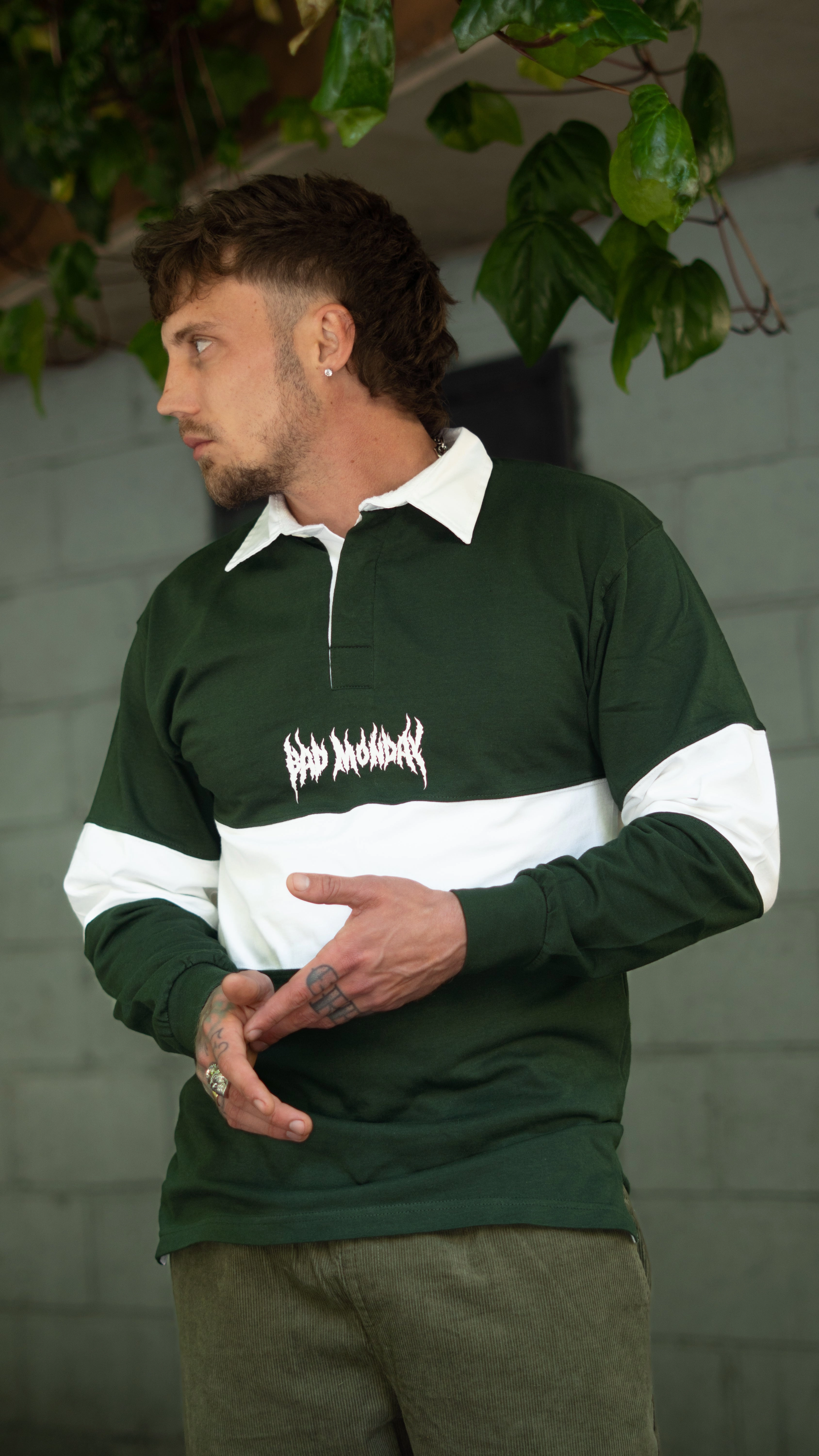 Metal Logo Panelled Rugby Shirt EthicallySourced Sporty Tee